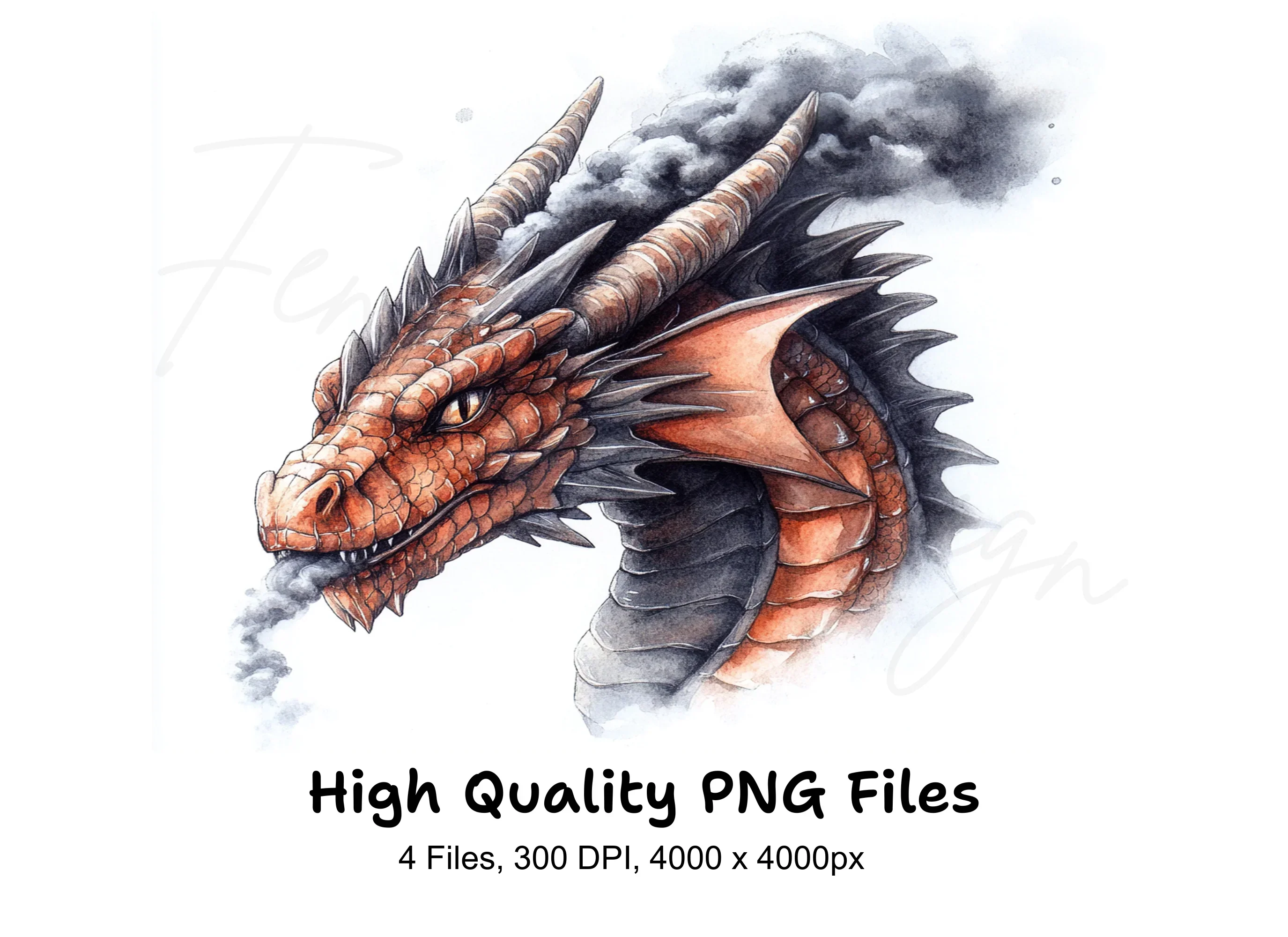 Fierce Dragon Head Clipart Bundle