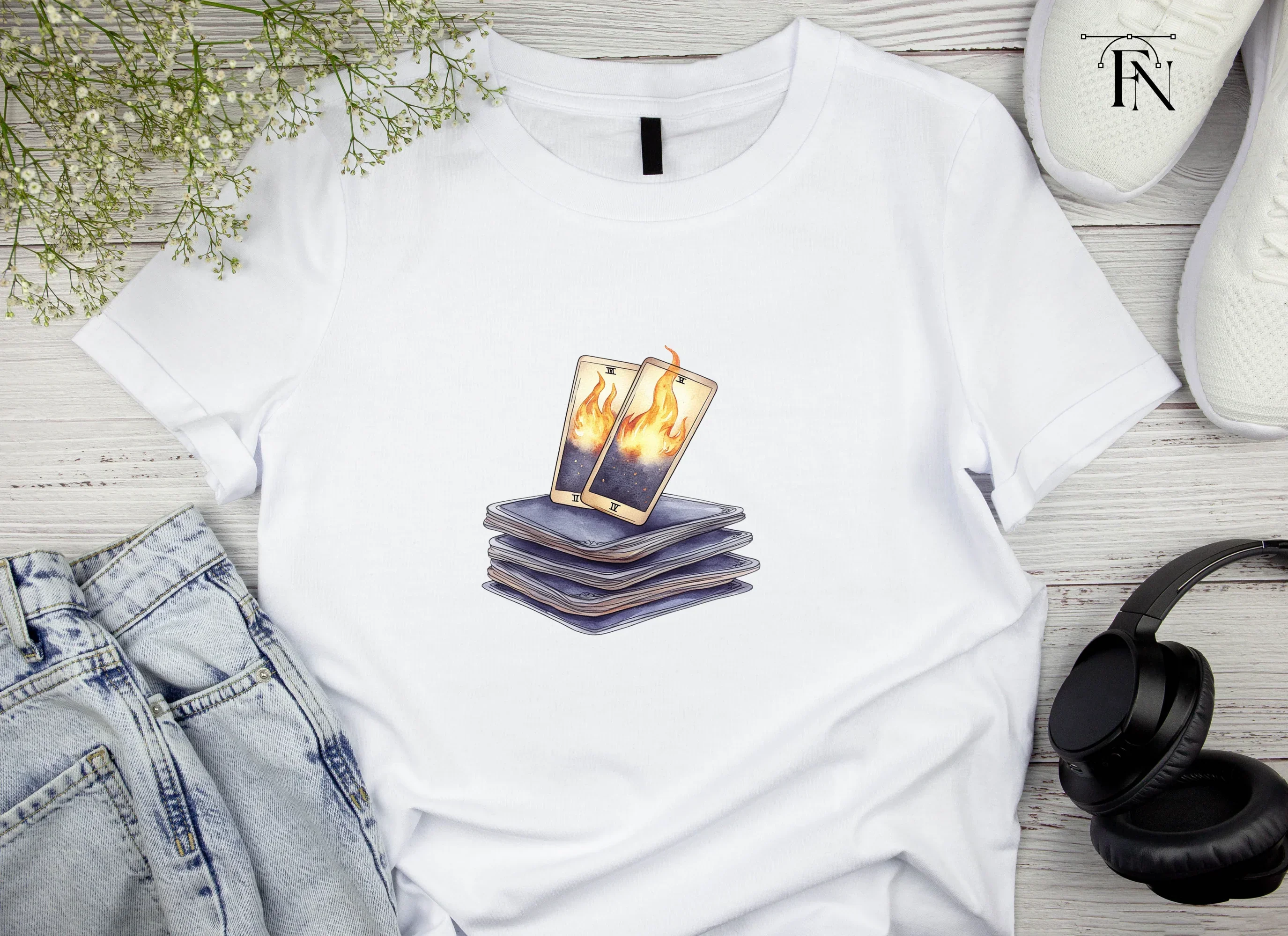 Fiery Tarot Cards Stack Clipart Bundle - Image 4