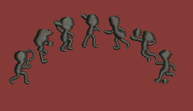 Figures in Motion Embroidery Design