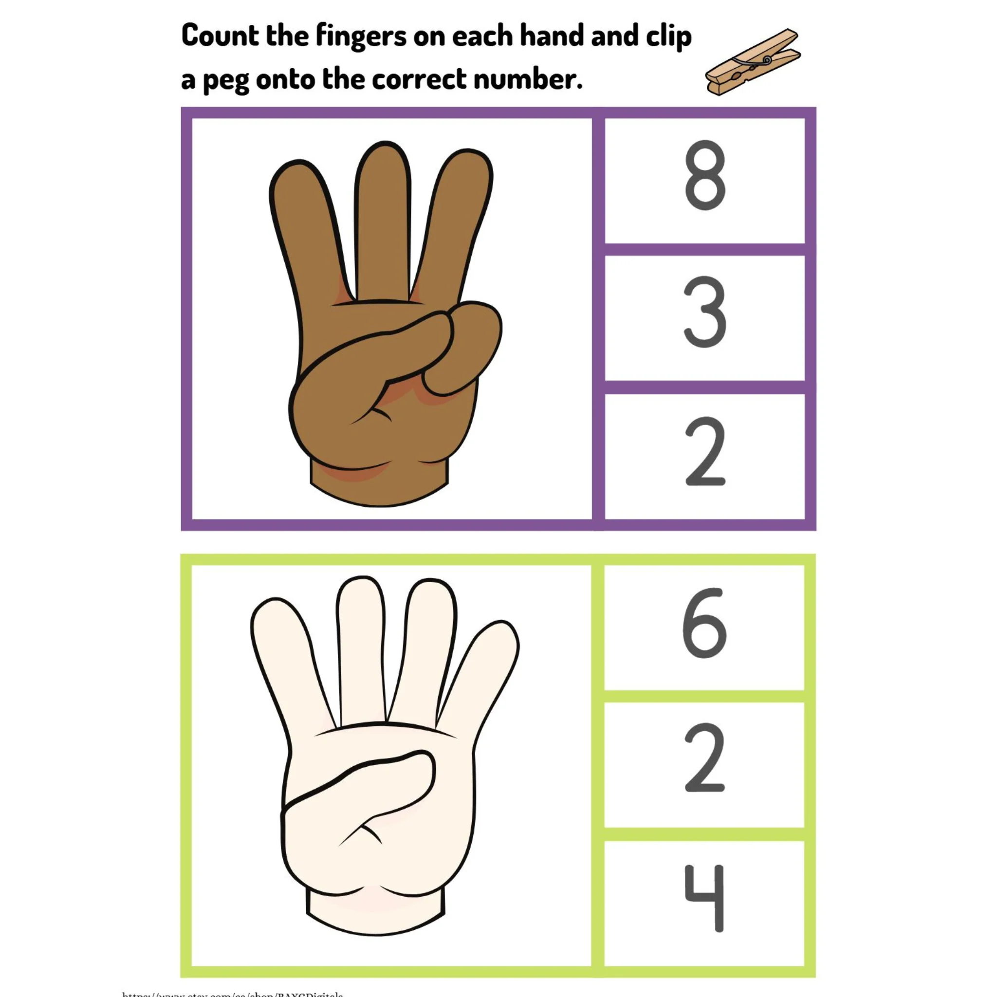 Finger Counting Clip Card Worksheets - Image 2