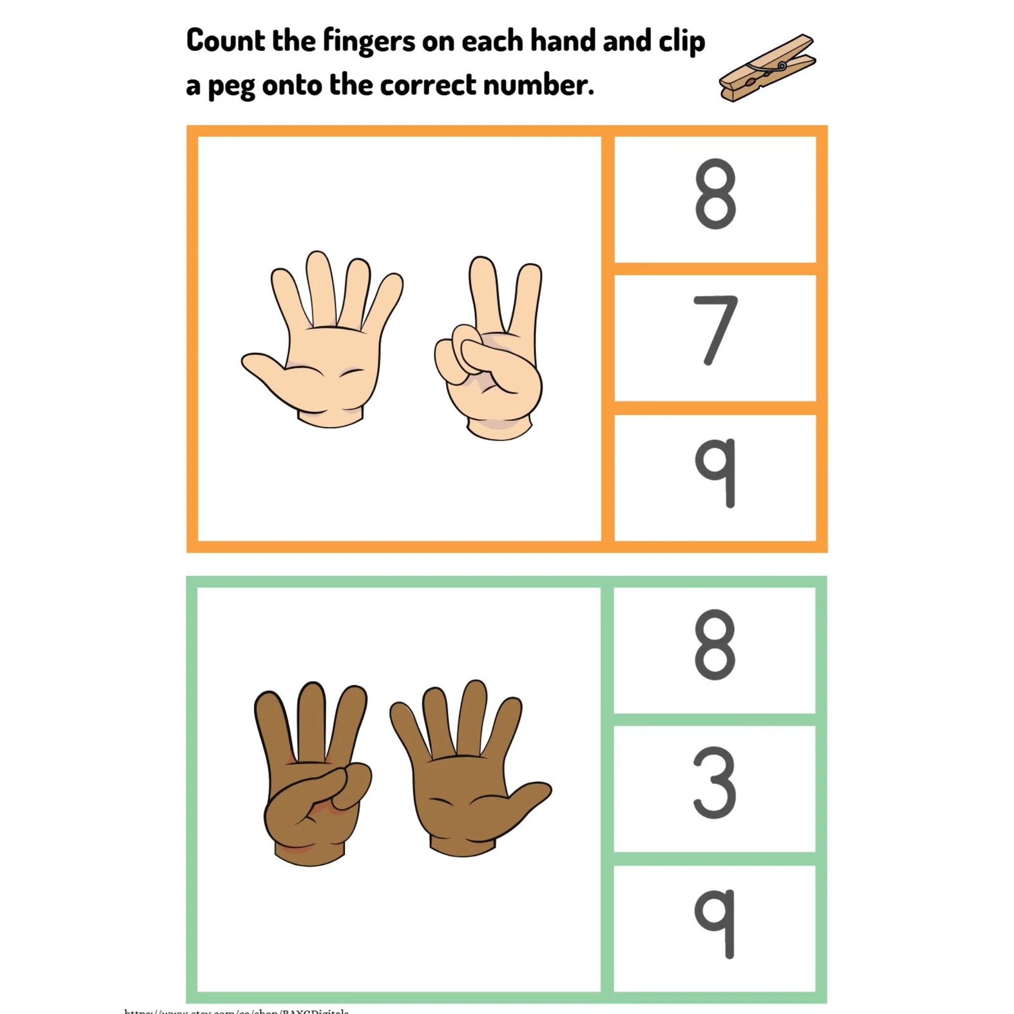Finger Counting Clip Card Worksheets - Image 3