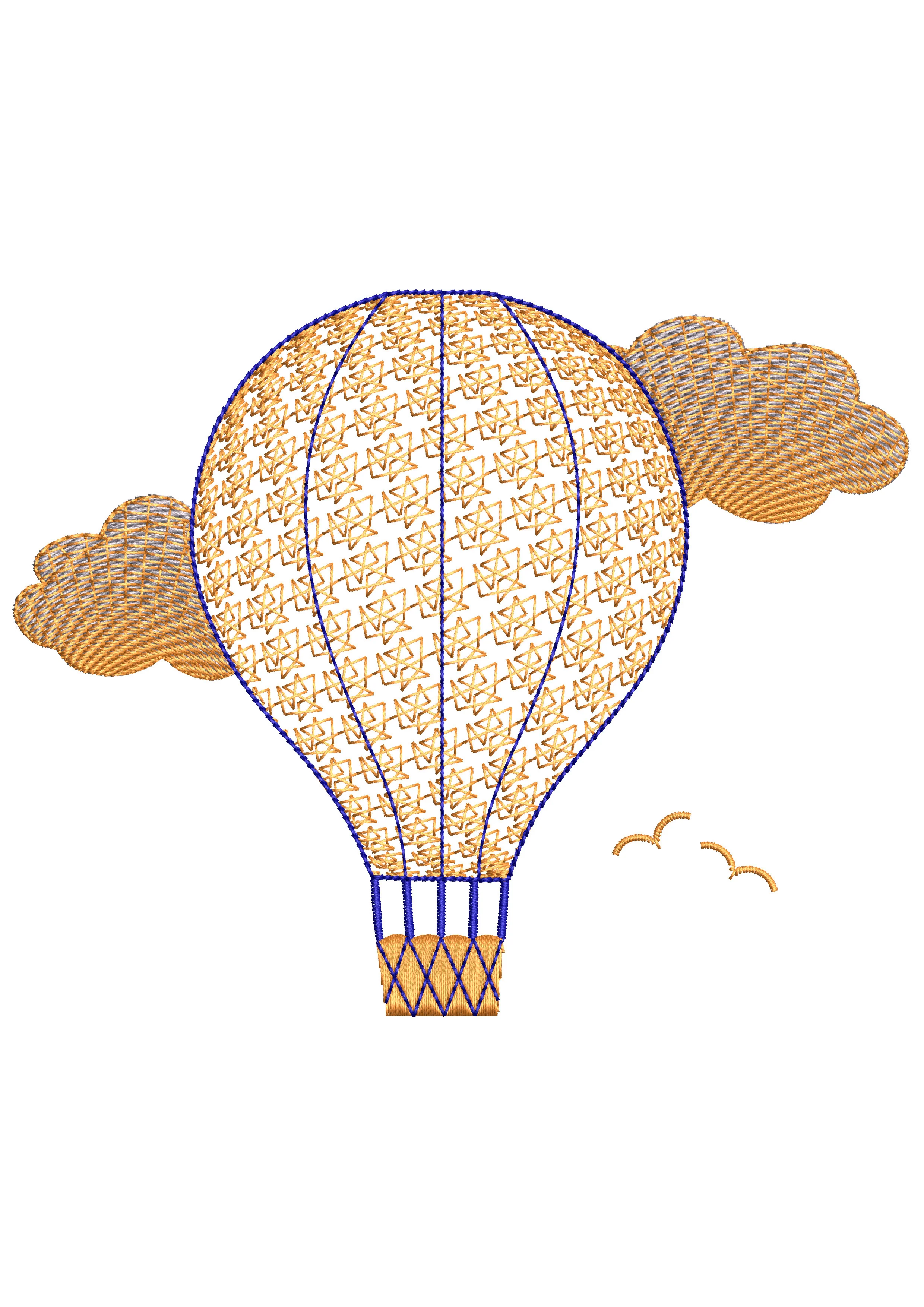Fire Balloon Embroidery Design