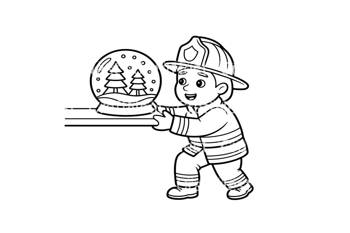 Firefighter Christmas Snow Globe Coloring Books - Image 2