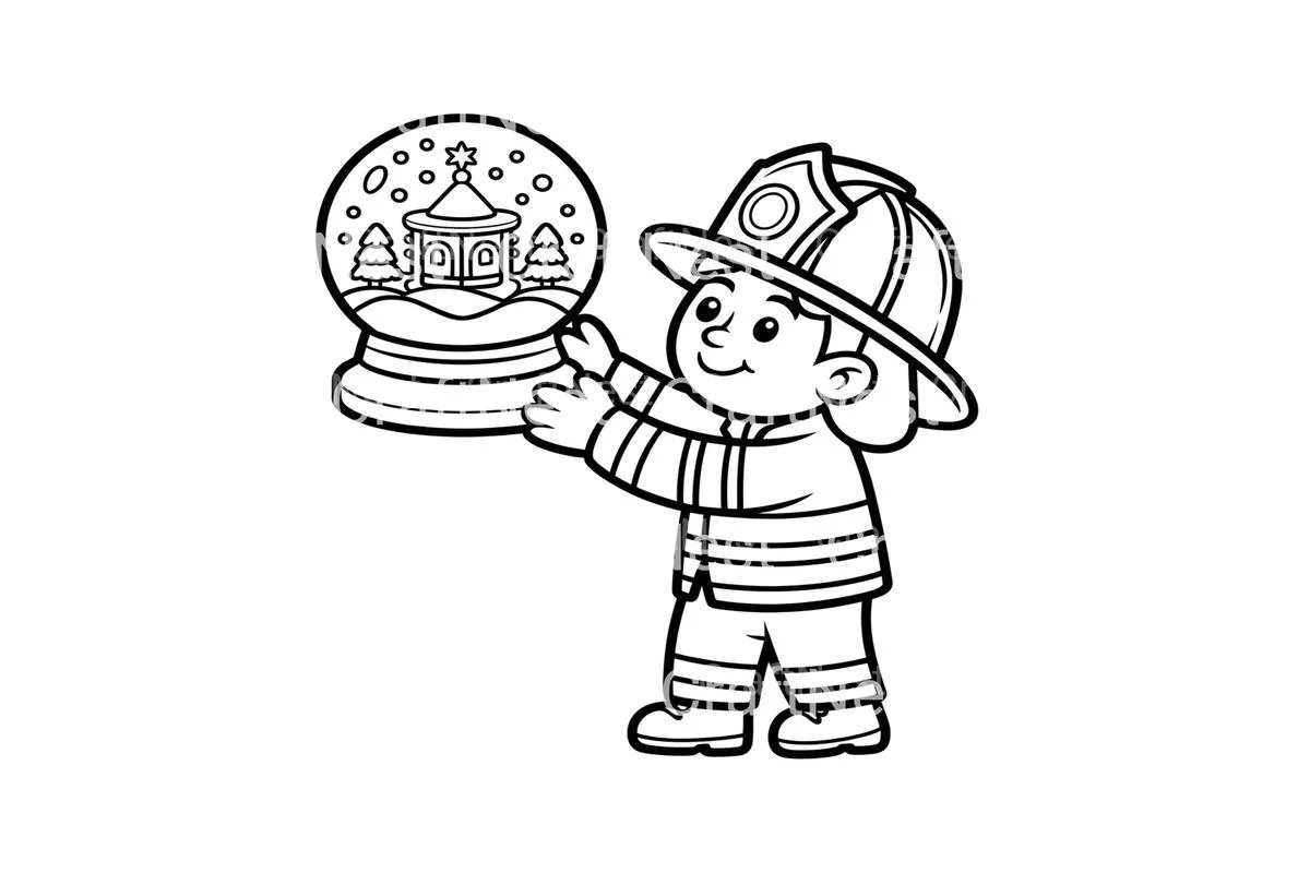 Firefighter Christmas Snow Globe Coloring Books - Image 3