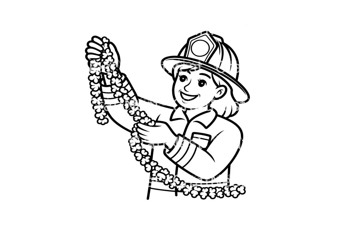 Firefighter Girl with Flower Garland Coloring Books - Image 2