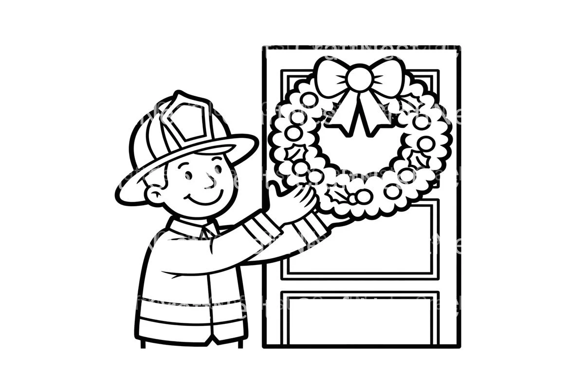Firefighter Hanging Christmas Wreath Coloring Books - Image 4
