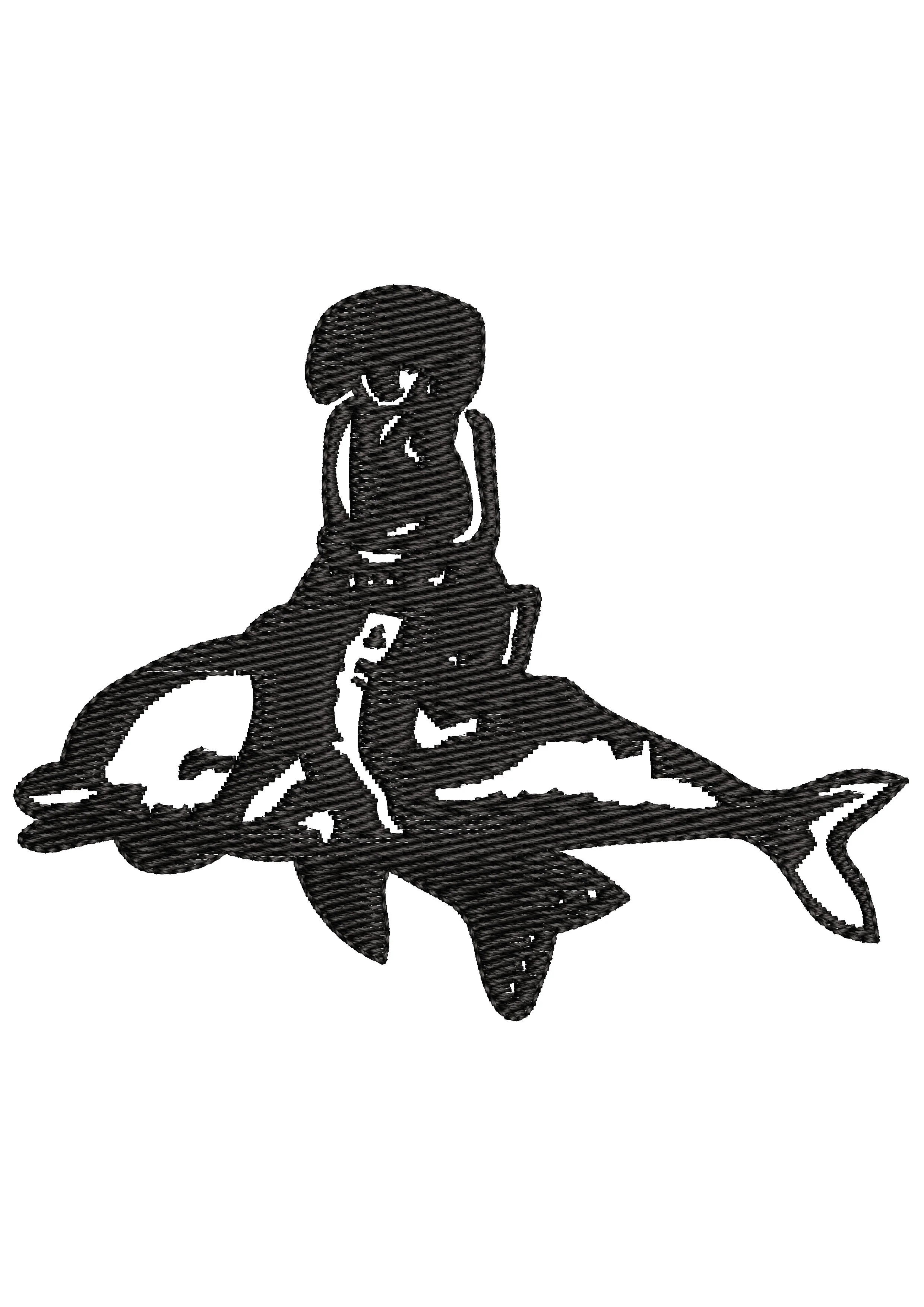 Fish Rider Embroidery Design
