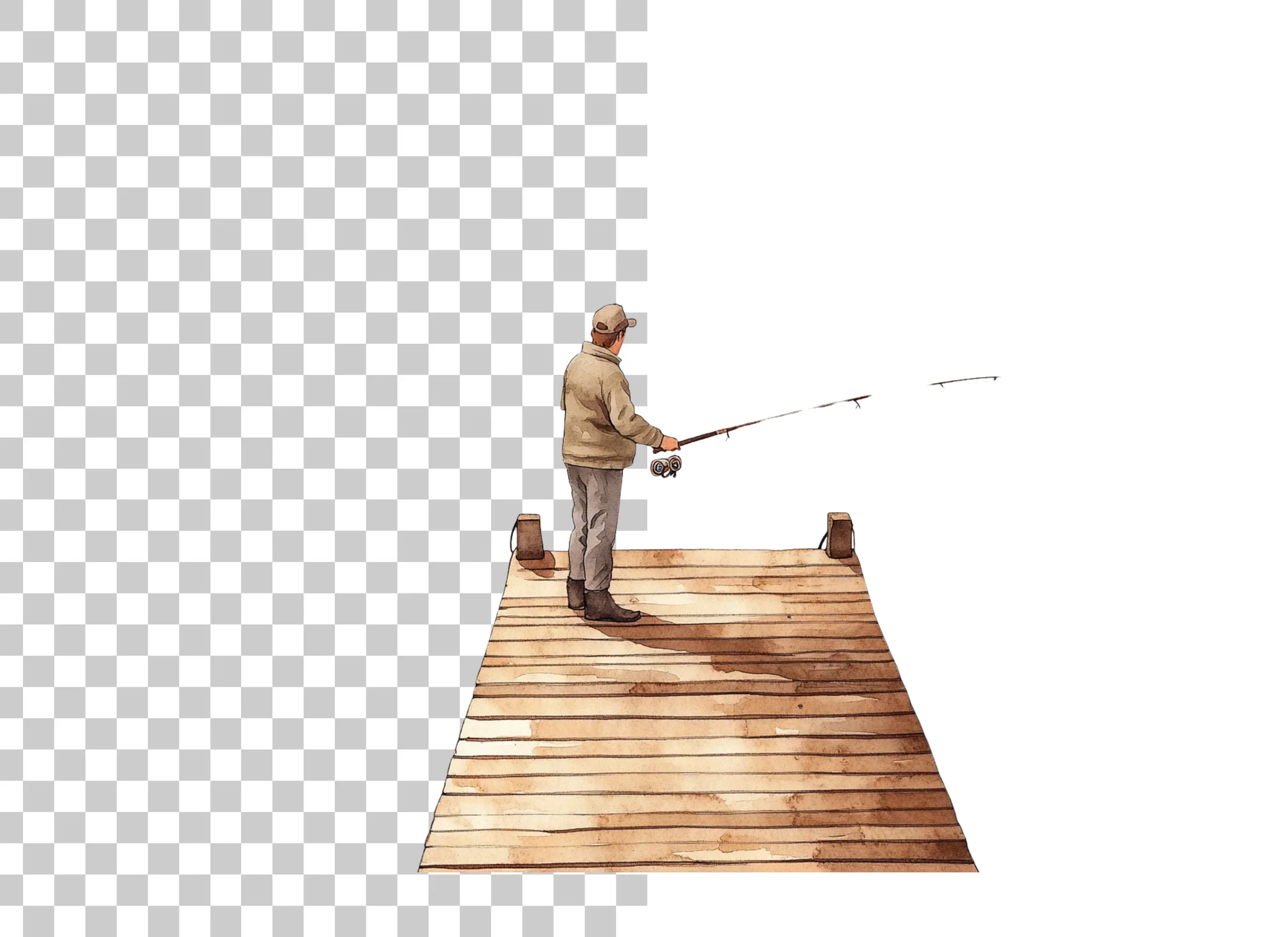 Fisherman on Dock Clipart Bundle - Image 2