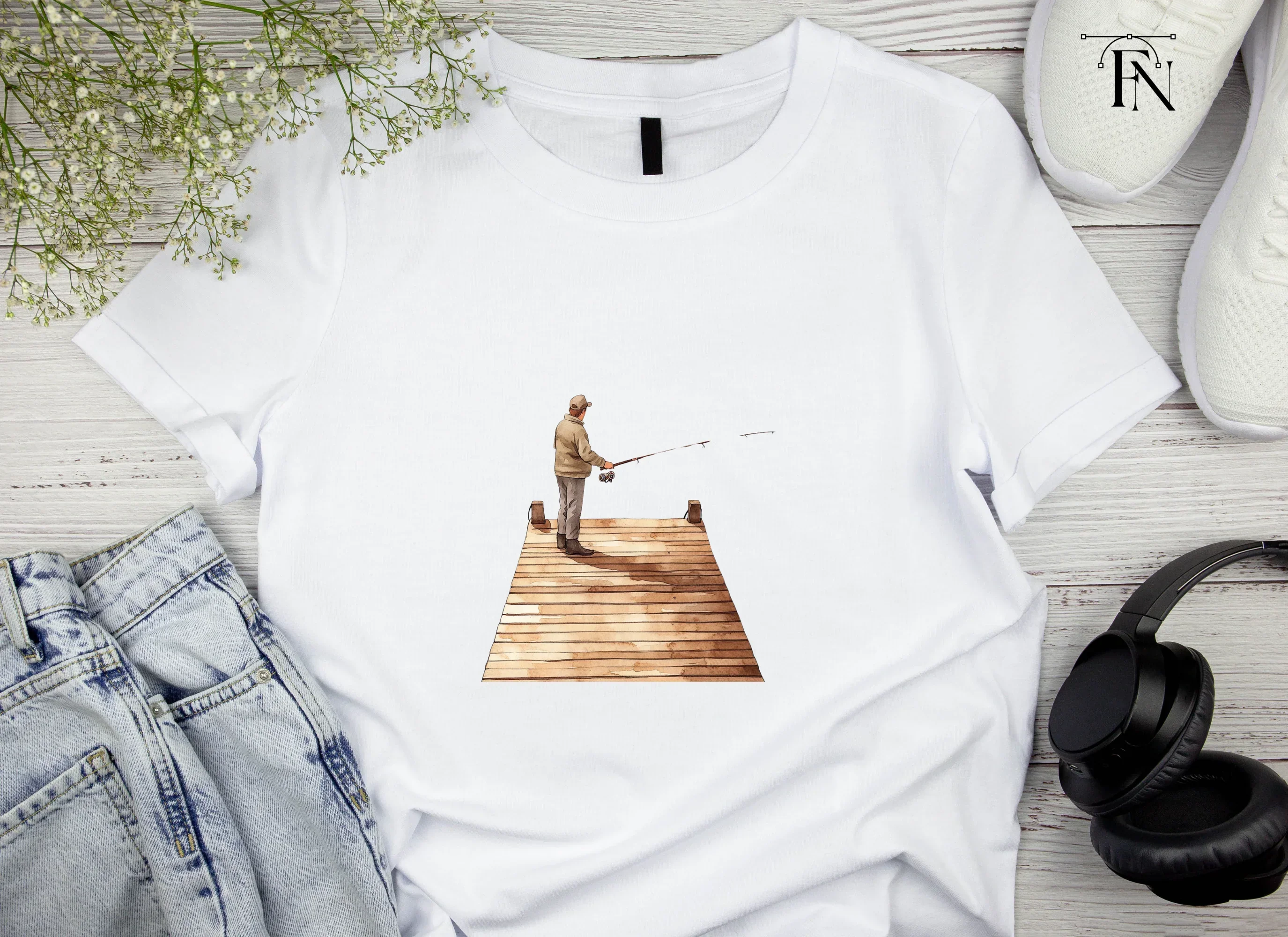 Fisherman on Dock Clipart Bundle - Image 4