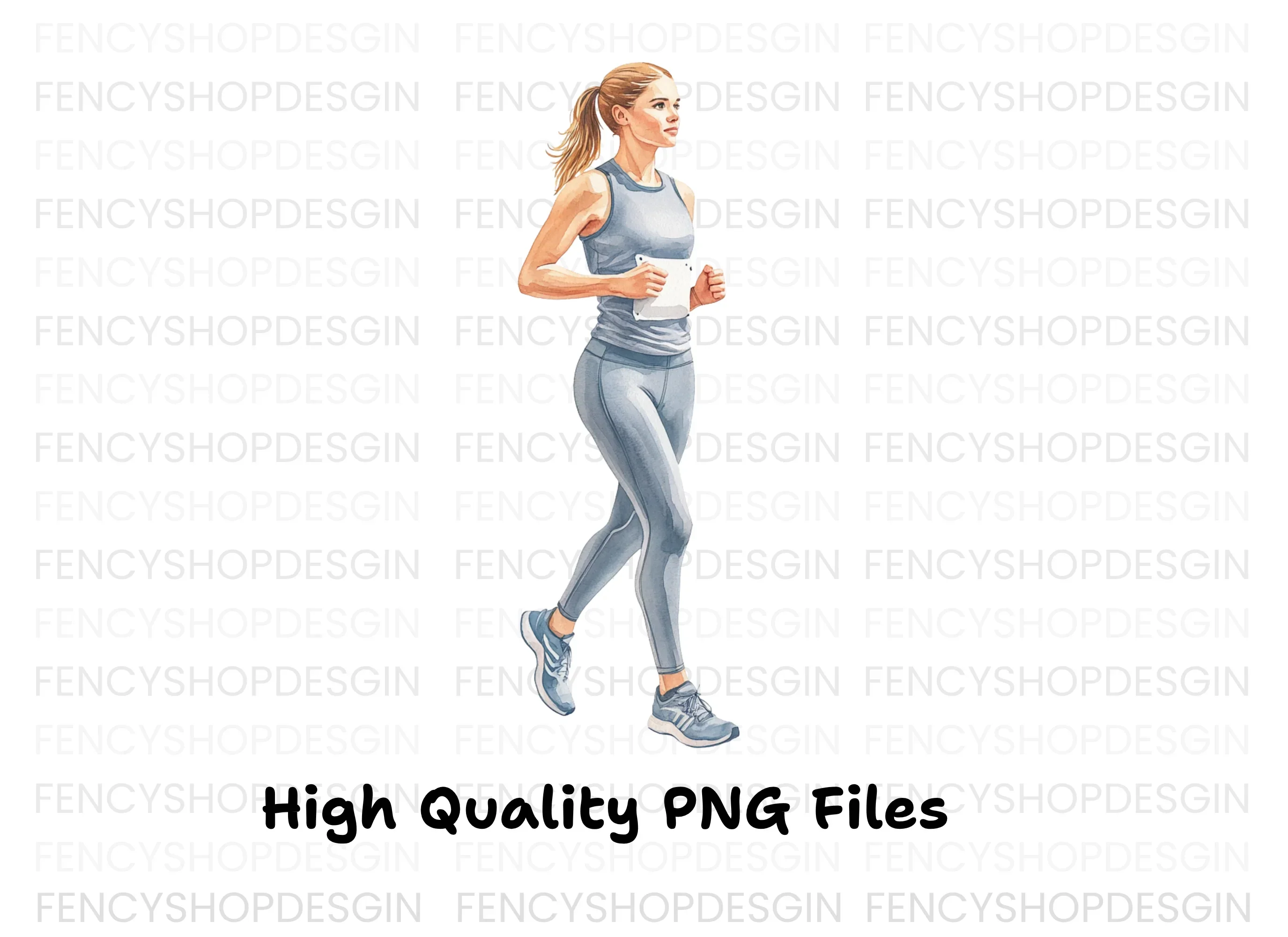 Fitness Woman Jogging Clipart Bundle - Image 2