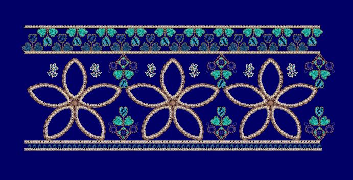 Five Petal Blossom Border Embroidery Design