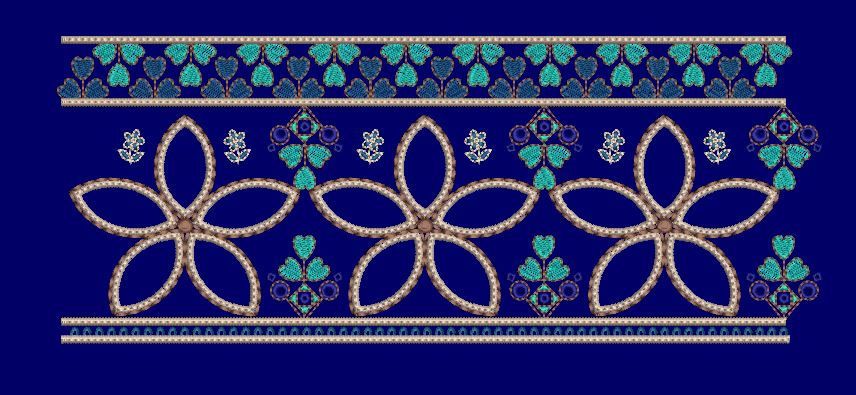 Five Petal Hollow Rosette Border Embroidery Design