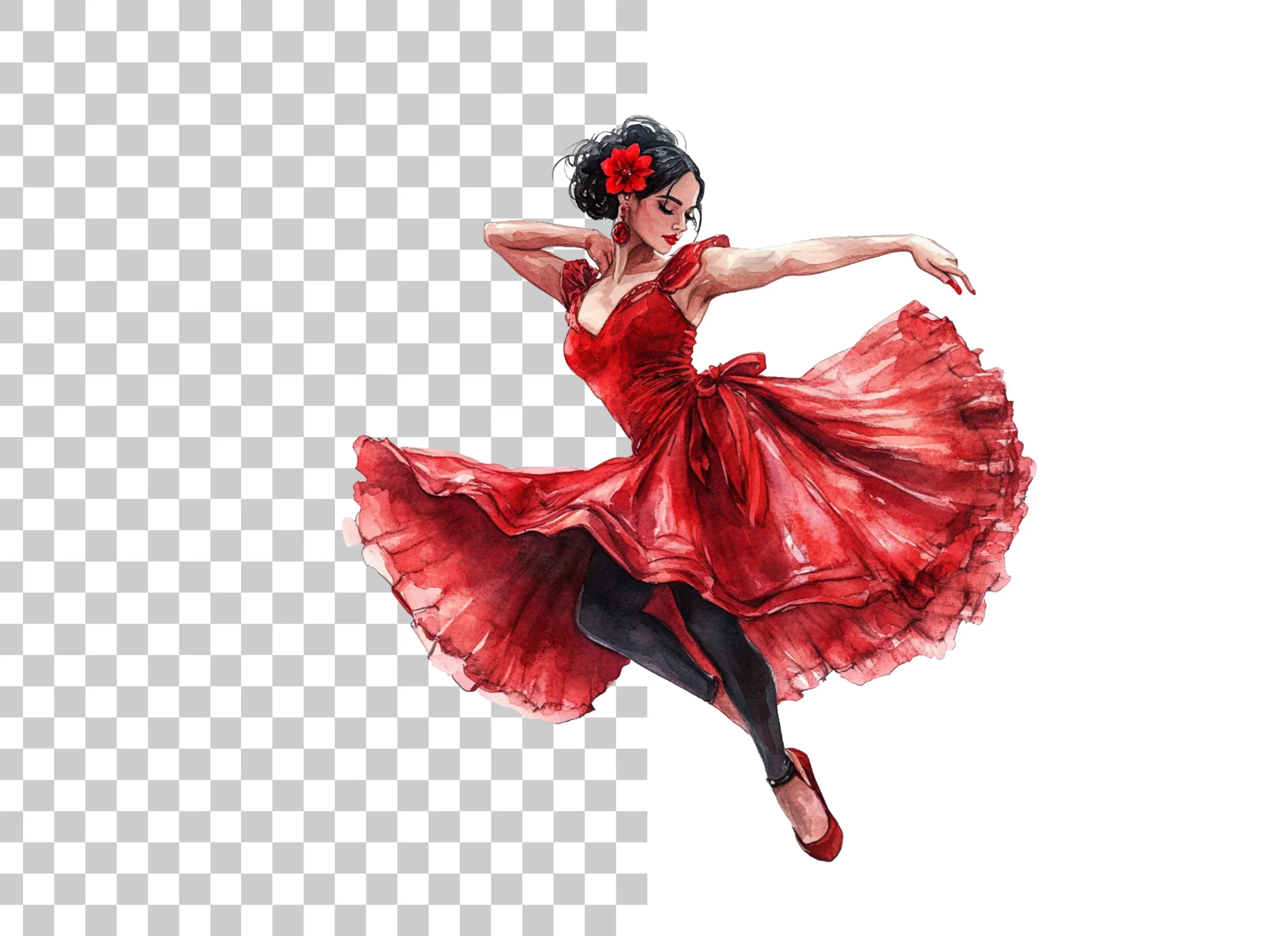 Flamenco Dancer in Red Clipart Bundle - Image 2