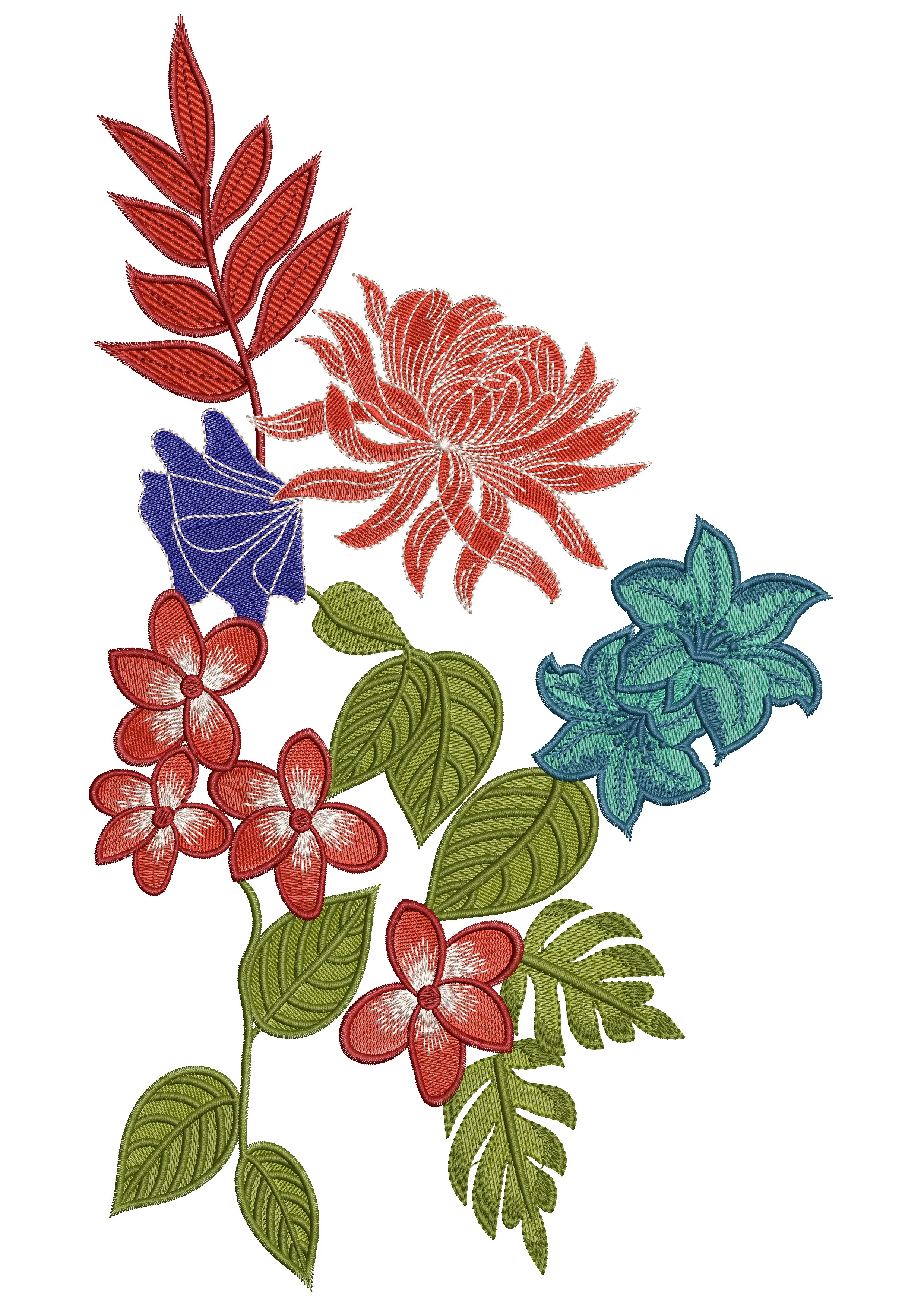 Flat Flower Multi Embroidery Design