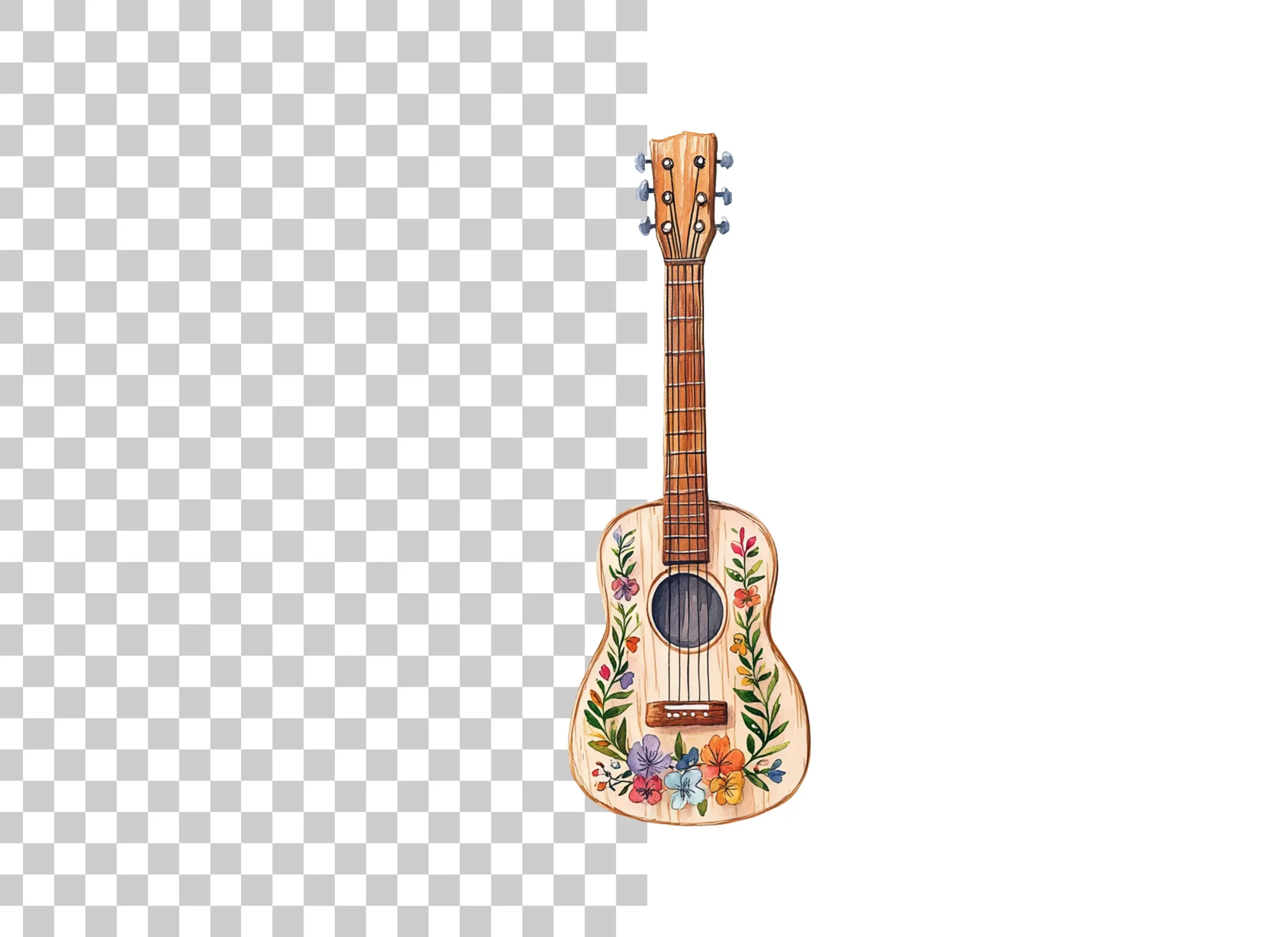 Floral Acoustic Guitar Clipart Bundle - Image 2