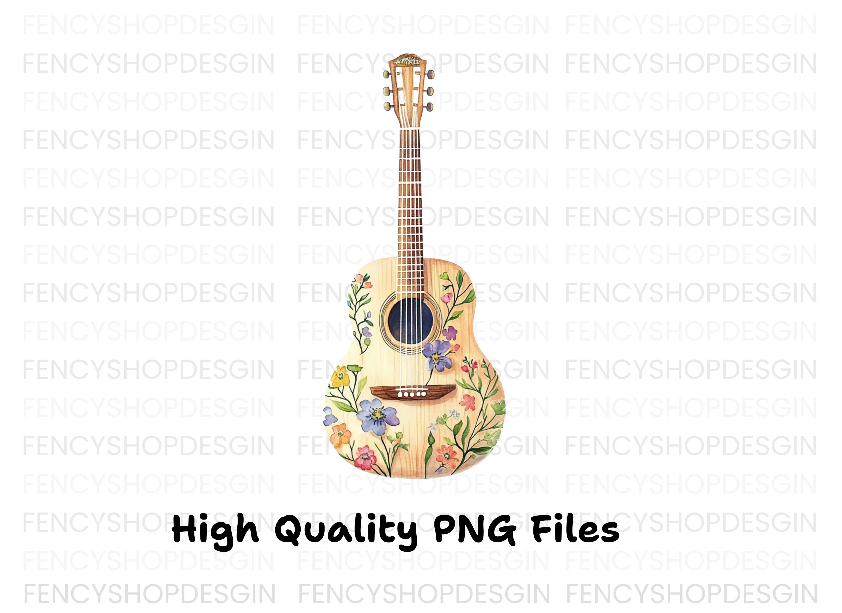 Floral Acoustic Guitar Clipart Bundle - Image 3