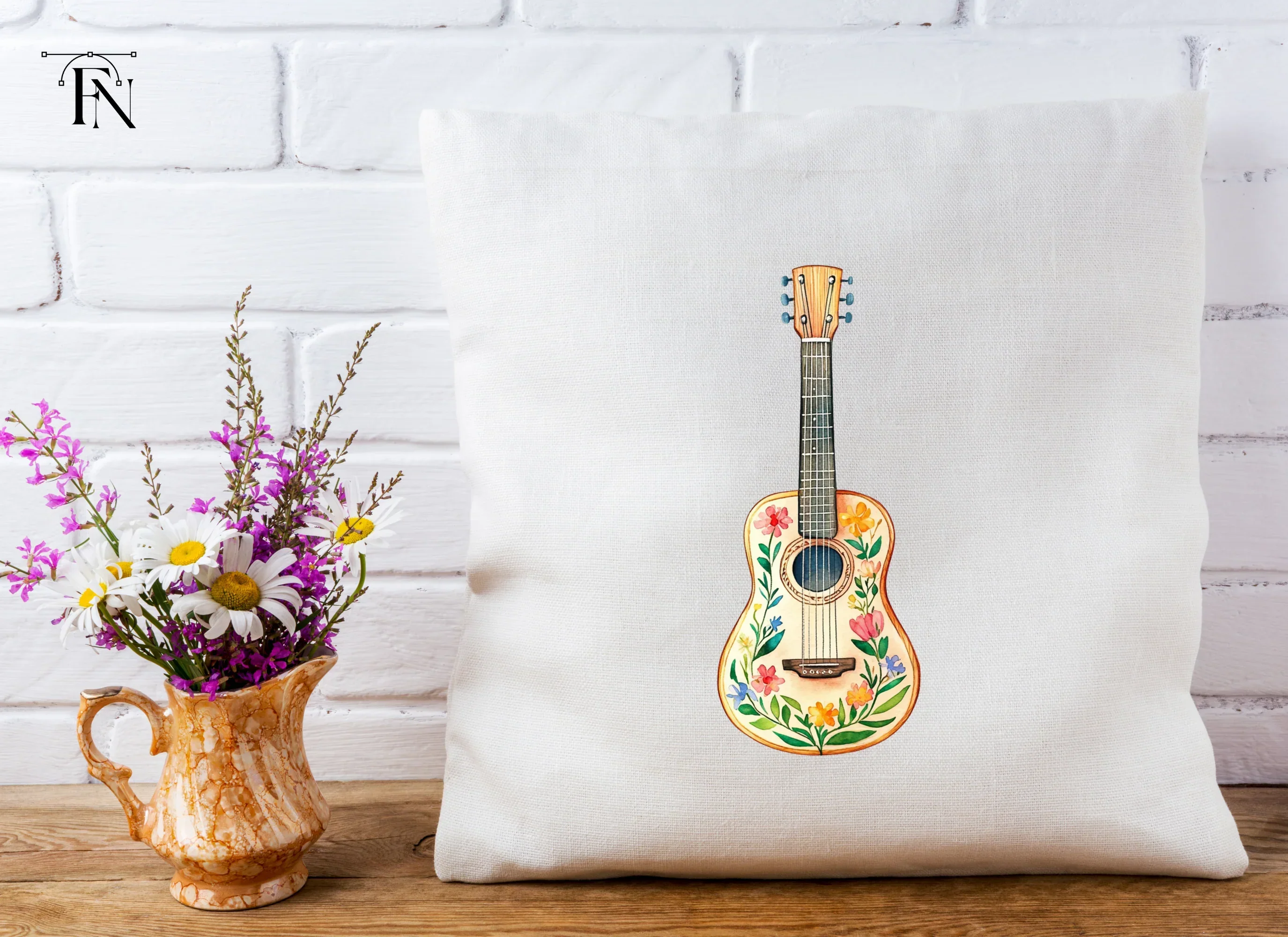 Floral Acoustic Guitar Clipart Bundle - Image 5