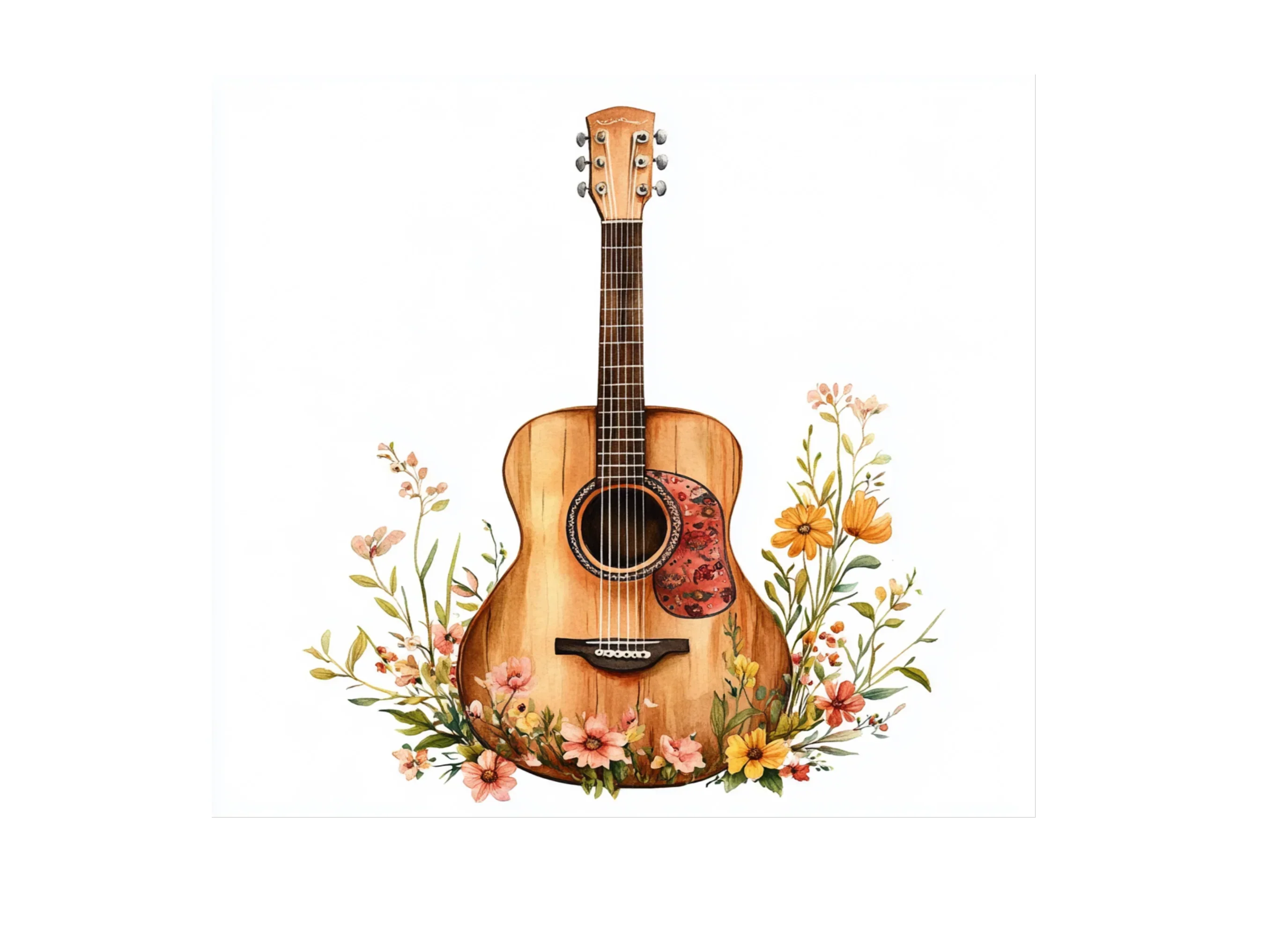 Floral Acoustic Guitar Clipart Bundle - Image 3