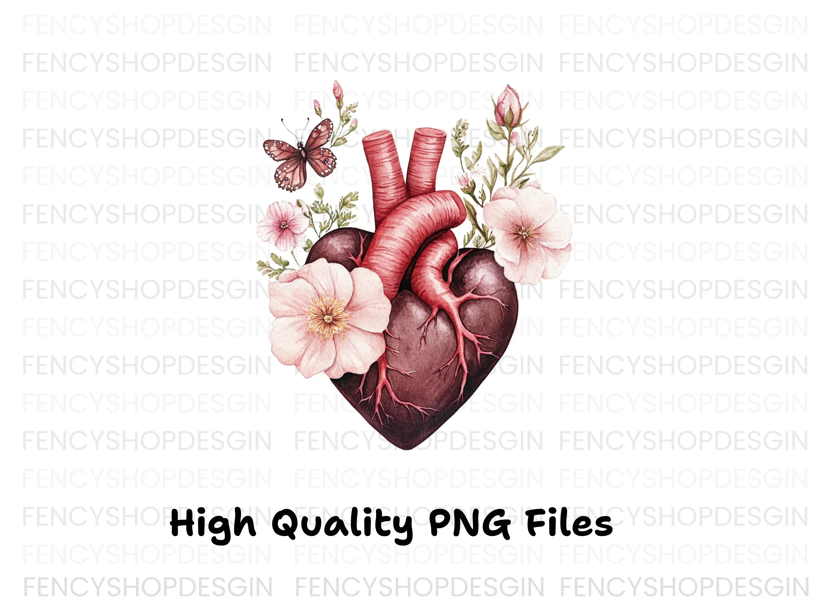 Floral Anatomical Heart Clipart Bundle - Image 2