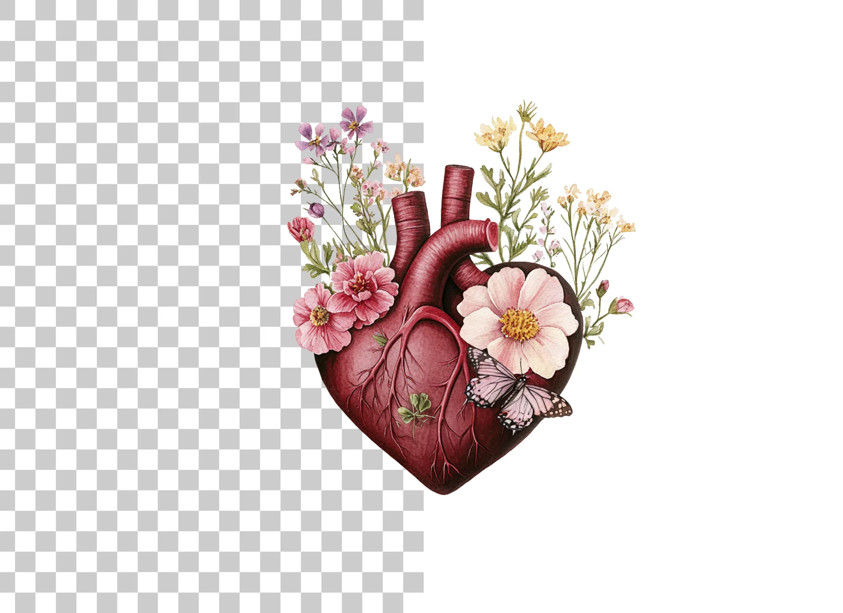Floral Anatomical Heart Clipart Bundle - Image 6