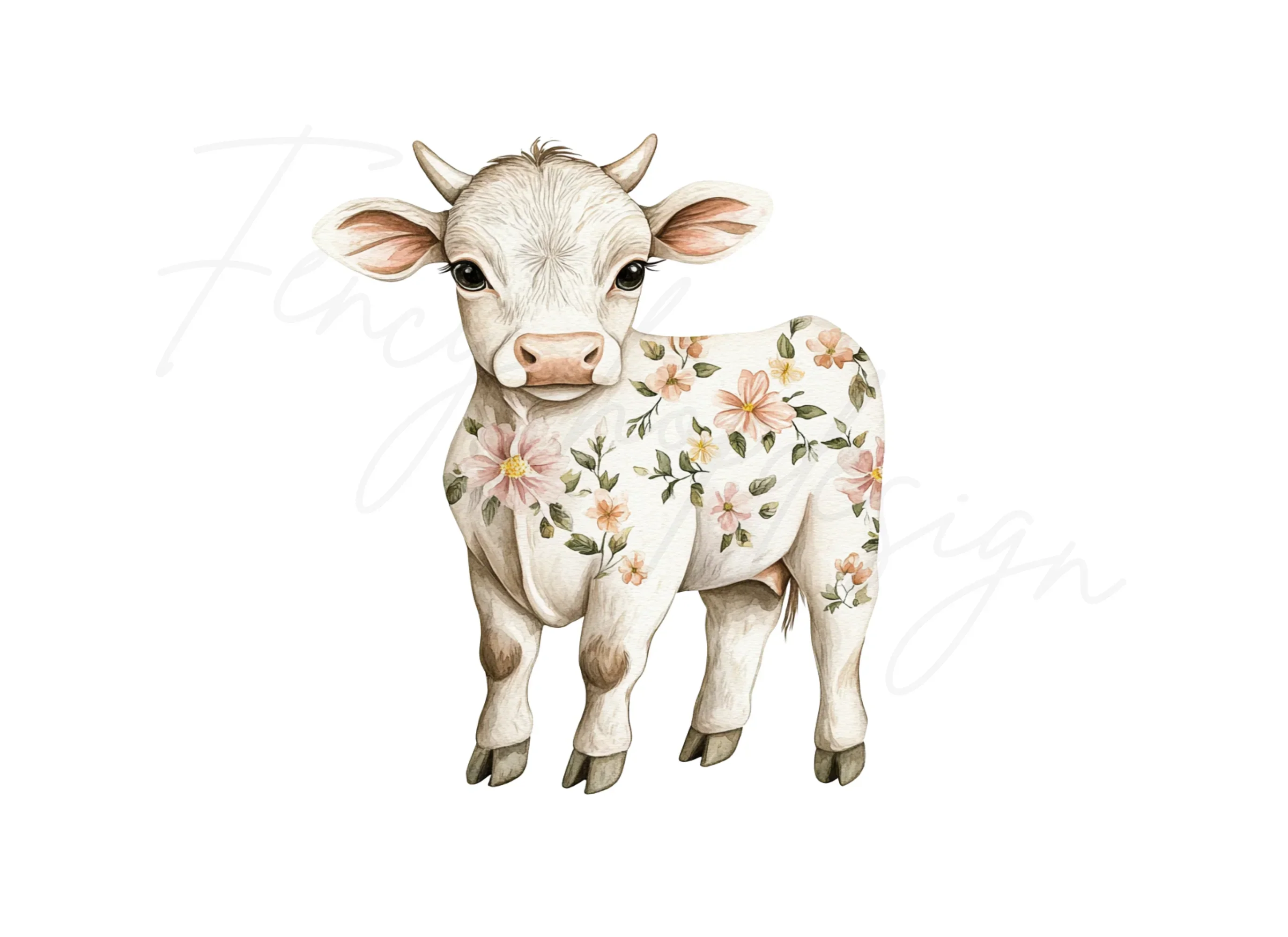Floral Baby Calf Clipart Bundle - Image 2