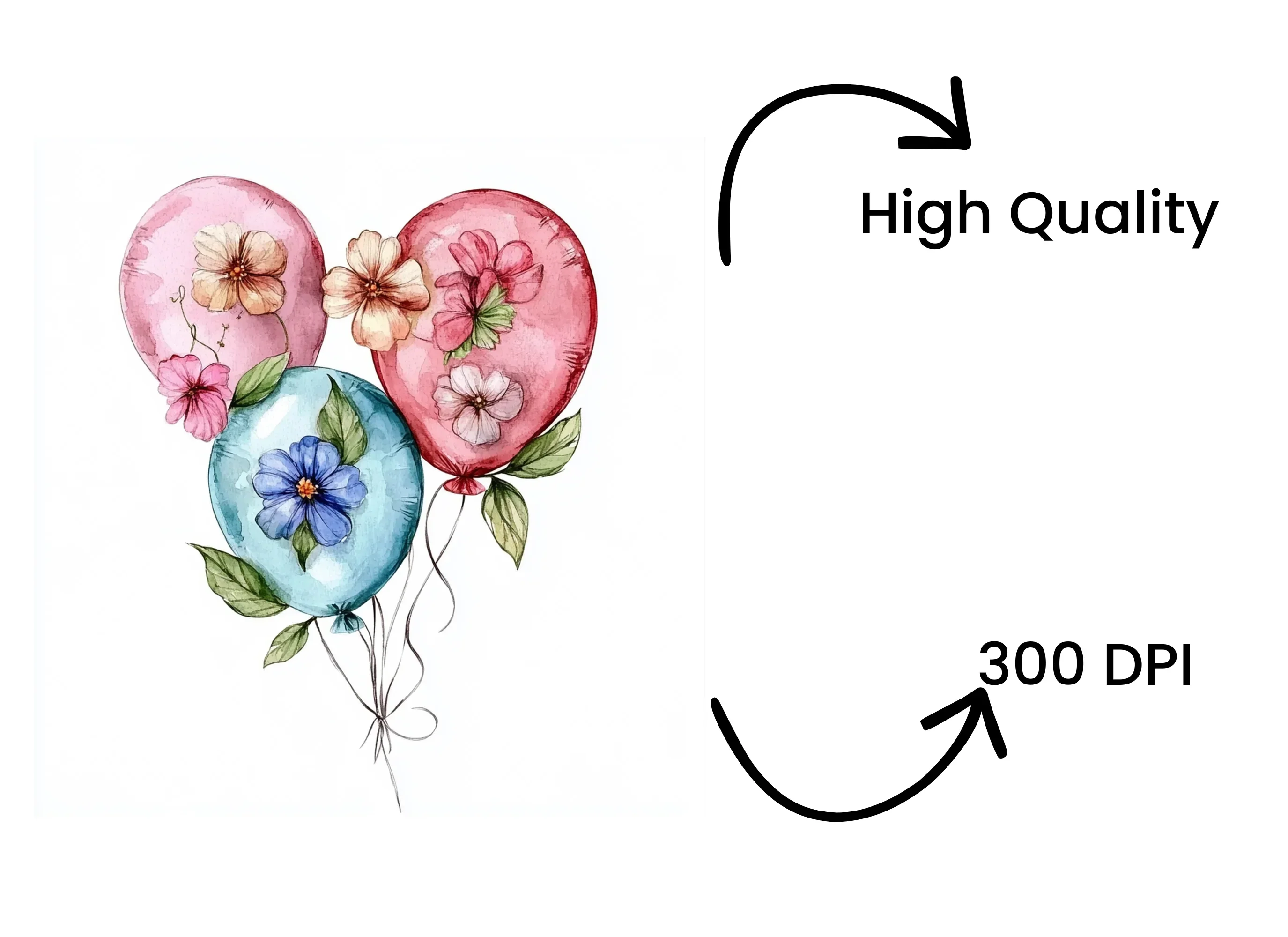 Floral Balloon Bouquets Clipart Bundle - Image 4
