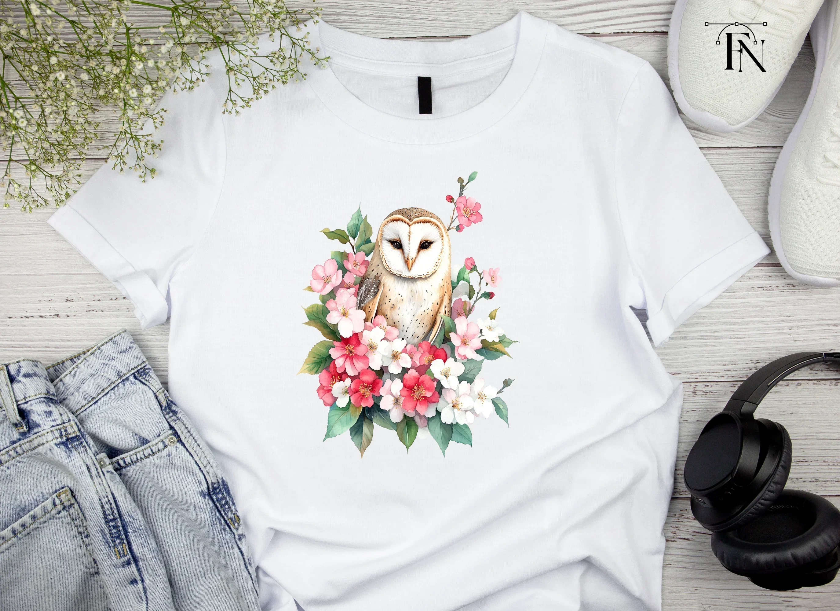 Floral Barn Owl Clipart Bundle - Image 5