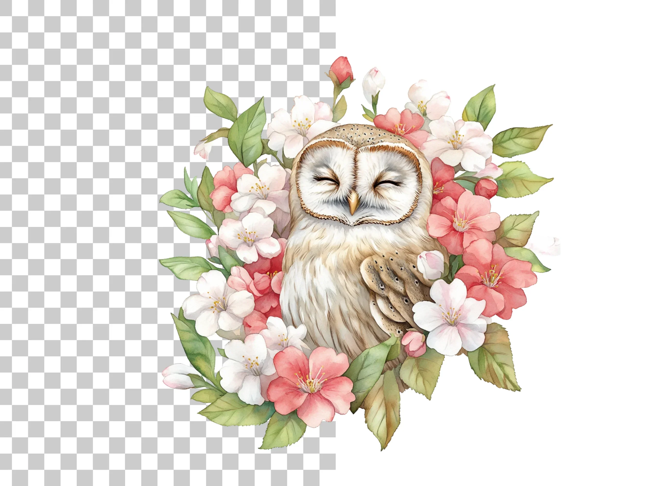Floral Barn Owl Clipart Bundle - Image 6