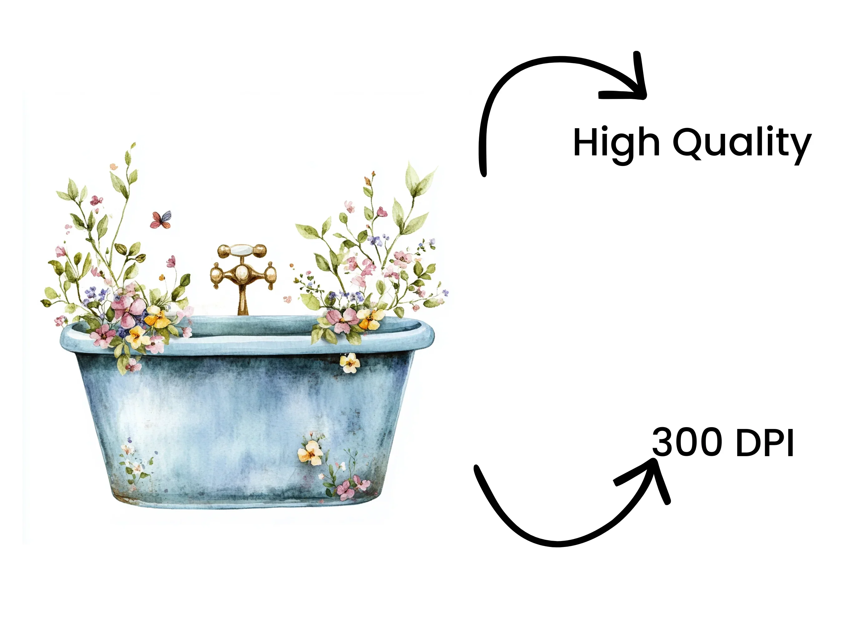 Floral Bathtub Clipart Bundle - Image 4