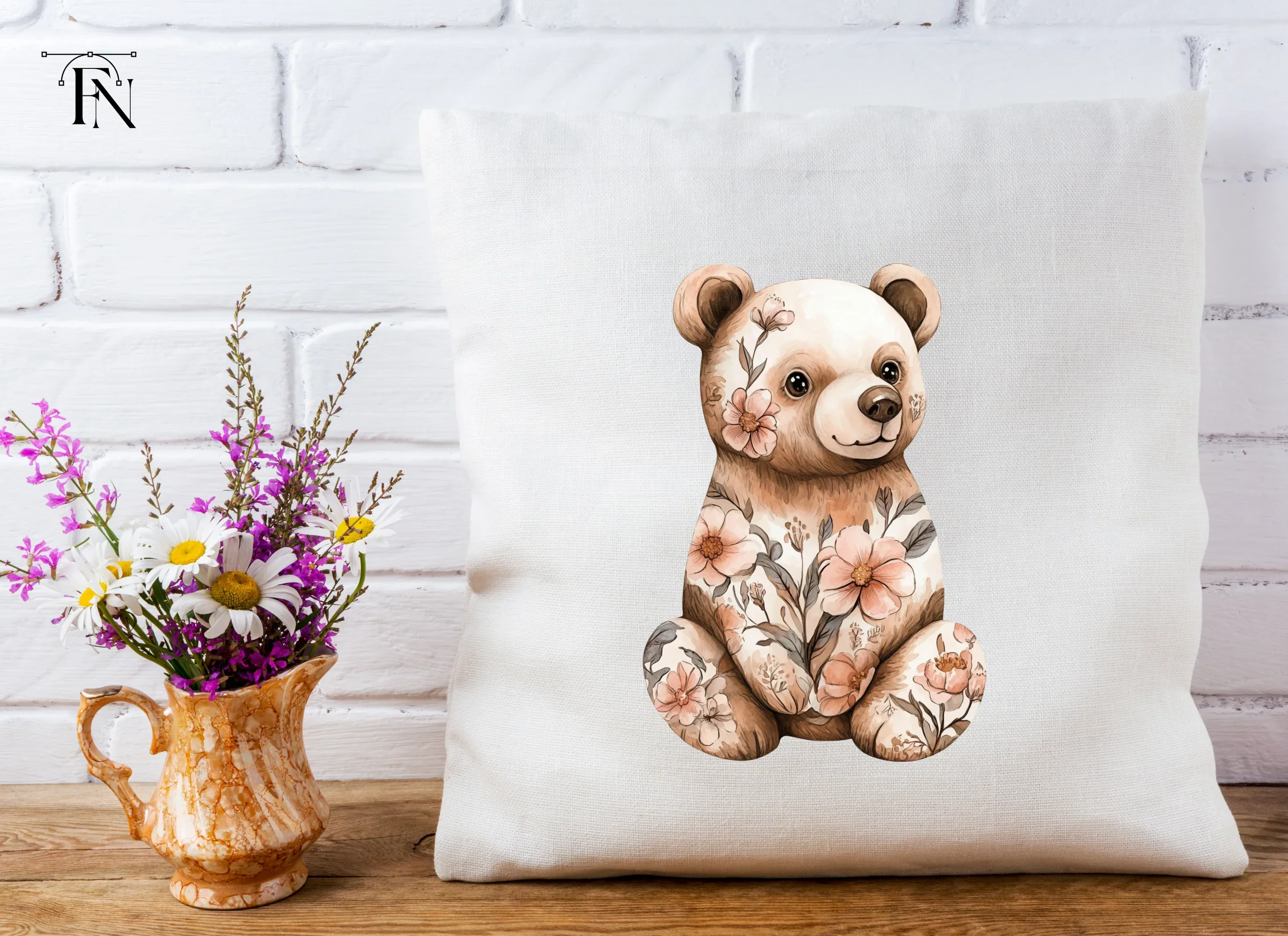 Floral Bear Baby Shower Clipart Bundle - Image 5