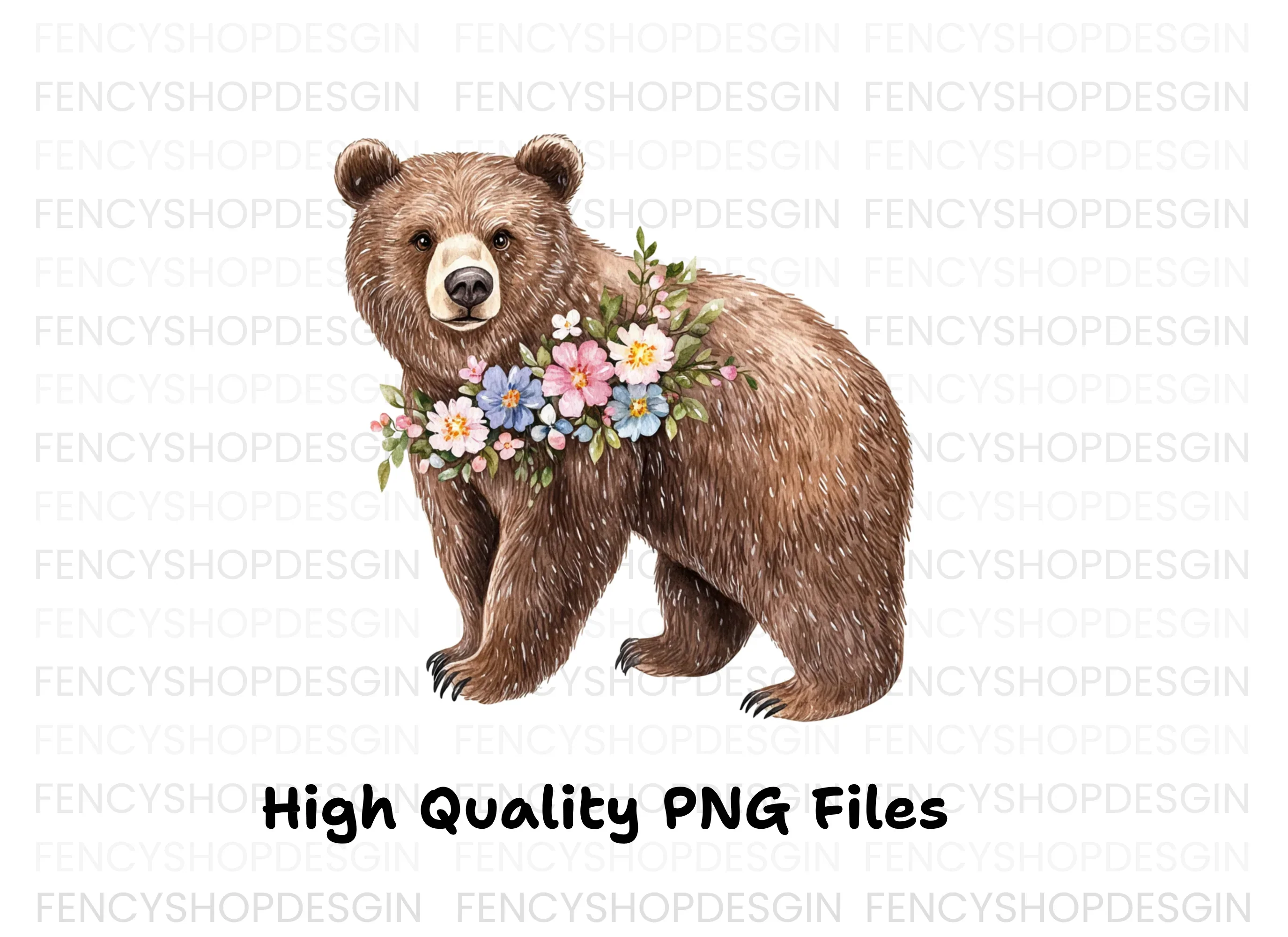 Floral Bear Clipart Bundle - Image 2