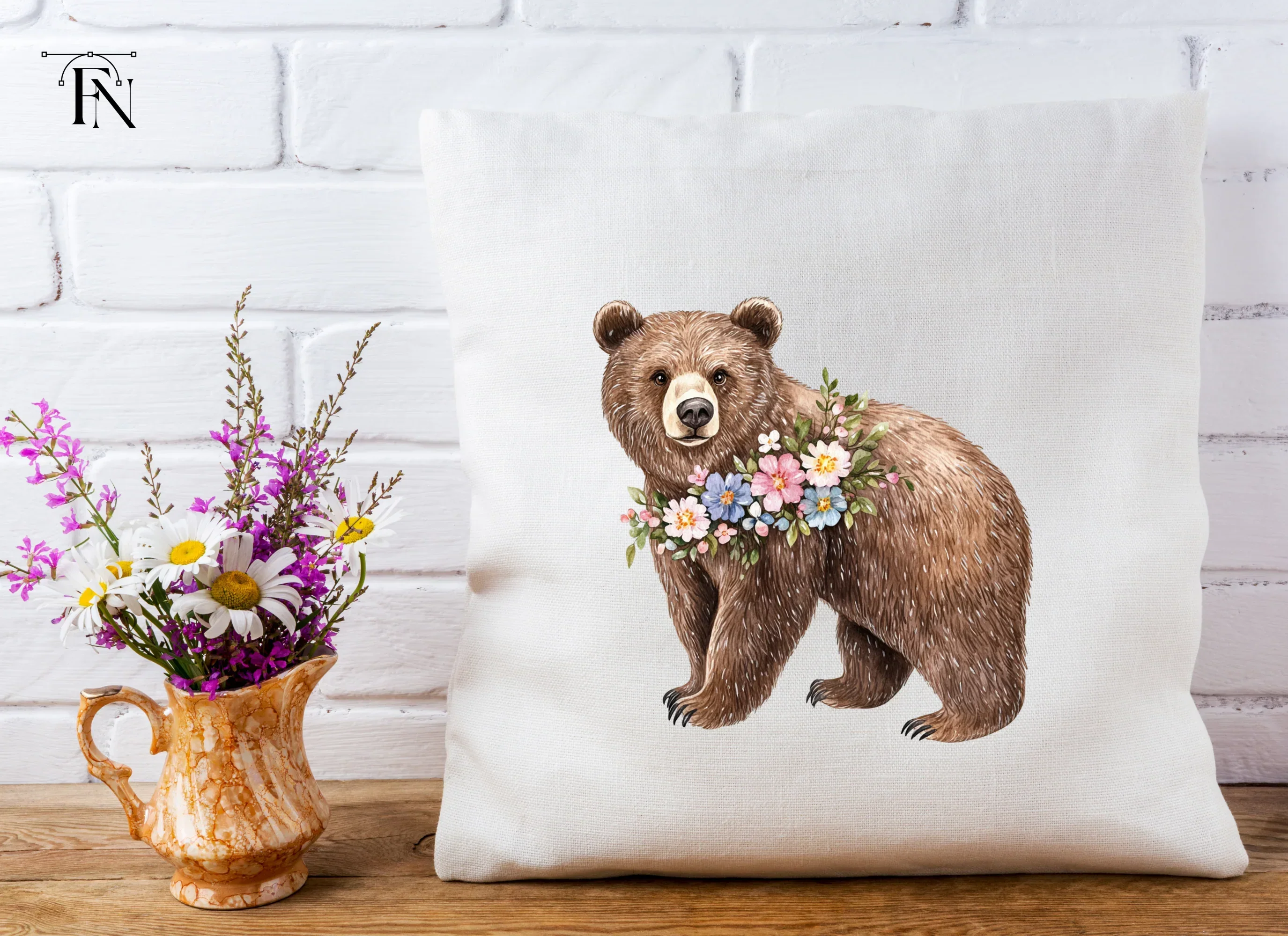 Floral Bear Clipart Bundle - Image 4
