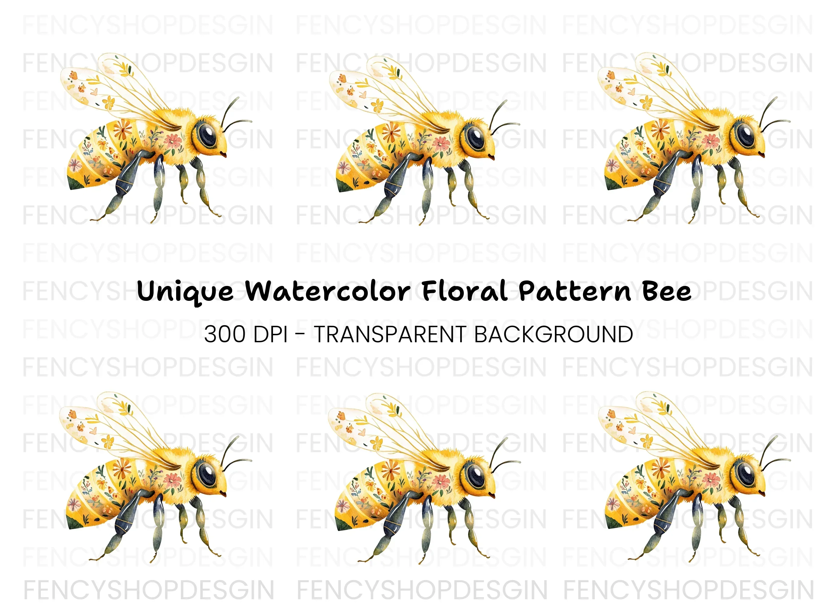 Floral Bee Clipart Bundle