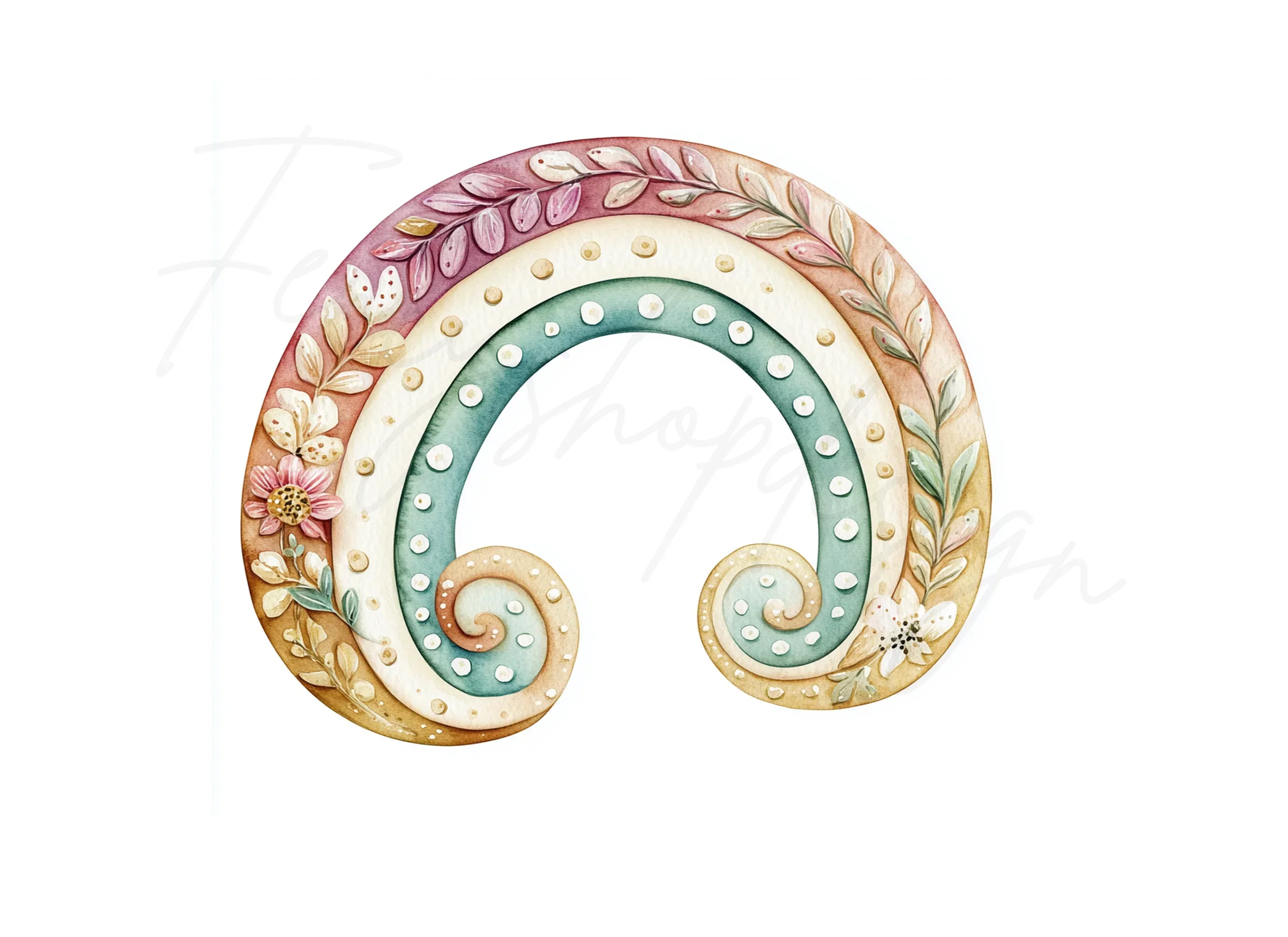 Floral Boho Rainbows Clipart Bundle - Image 3