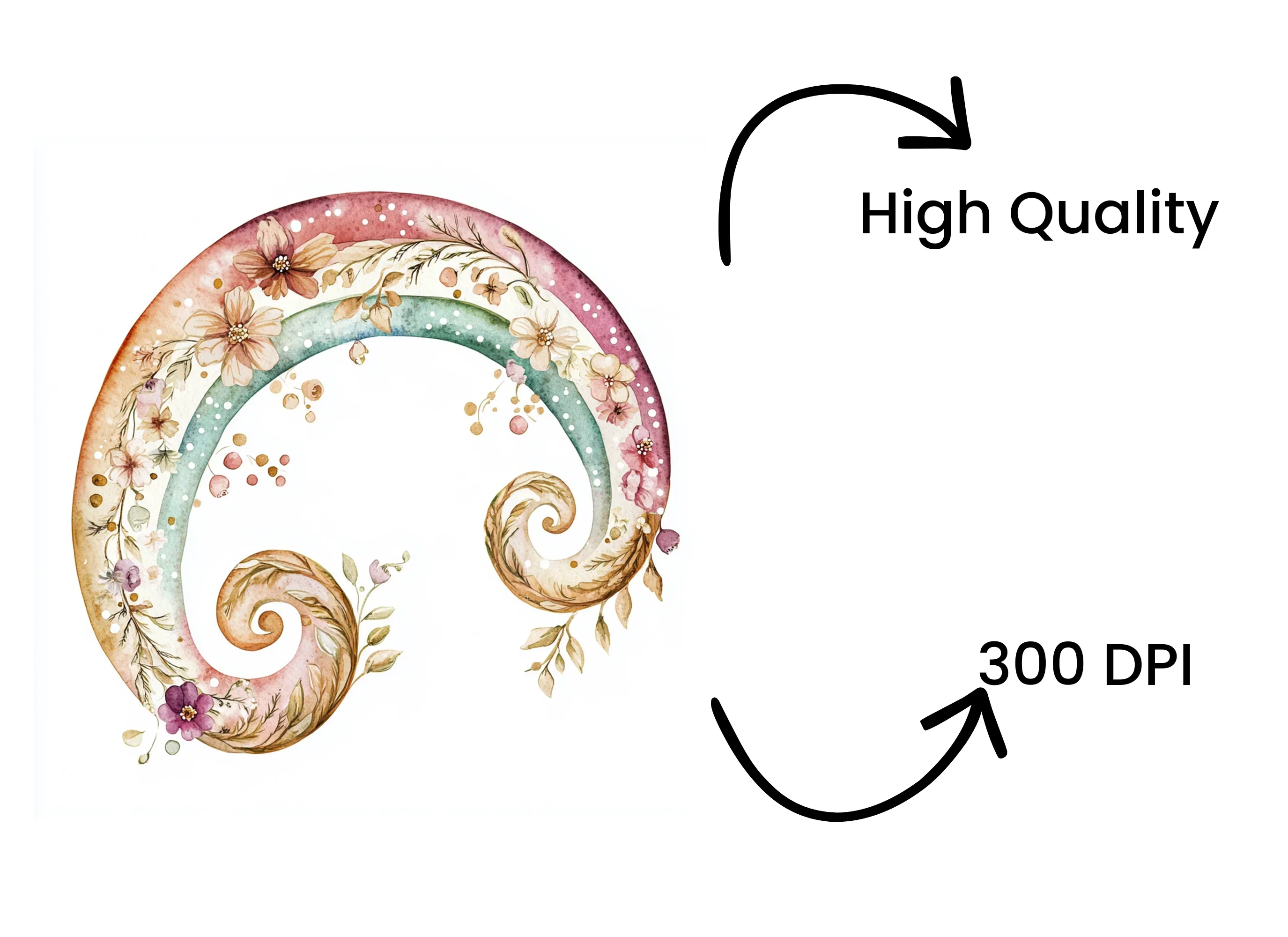 Floral Boho Rainbows Clipart Bundle - Image 4