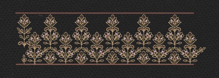 Floral Border Golden Vertical Flowers Embroidery Design
