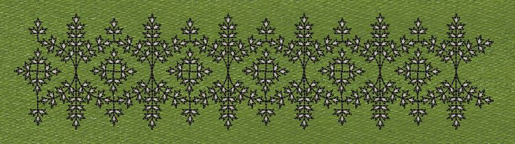 Floral Border Green Flower Embroidery Design