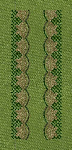 Floral Border Green Vertical Lines