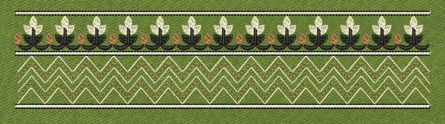 Floral Border Orange Embroidery Design