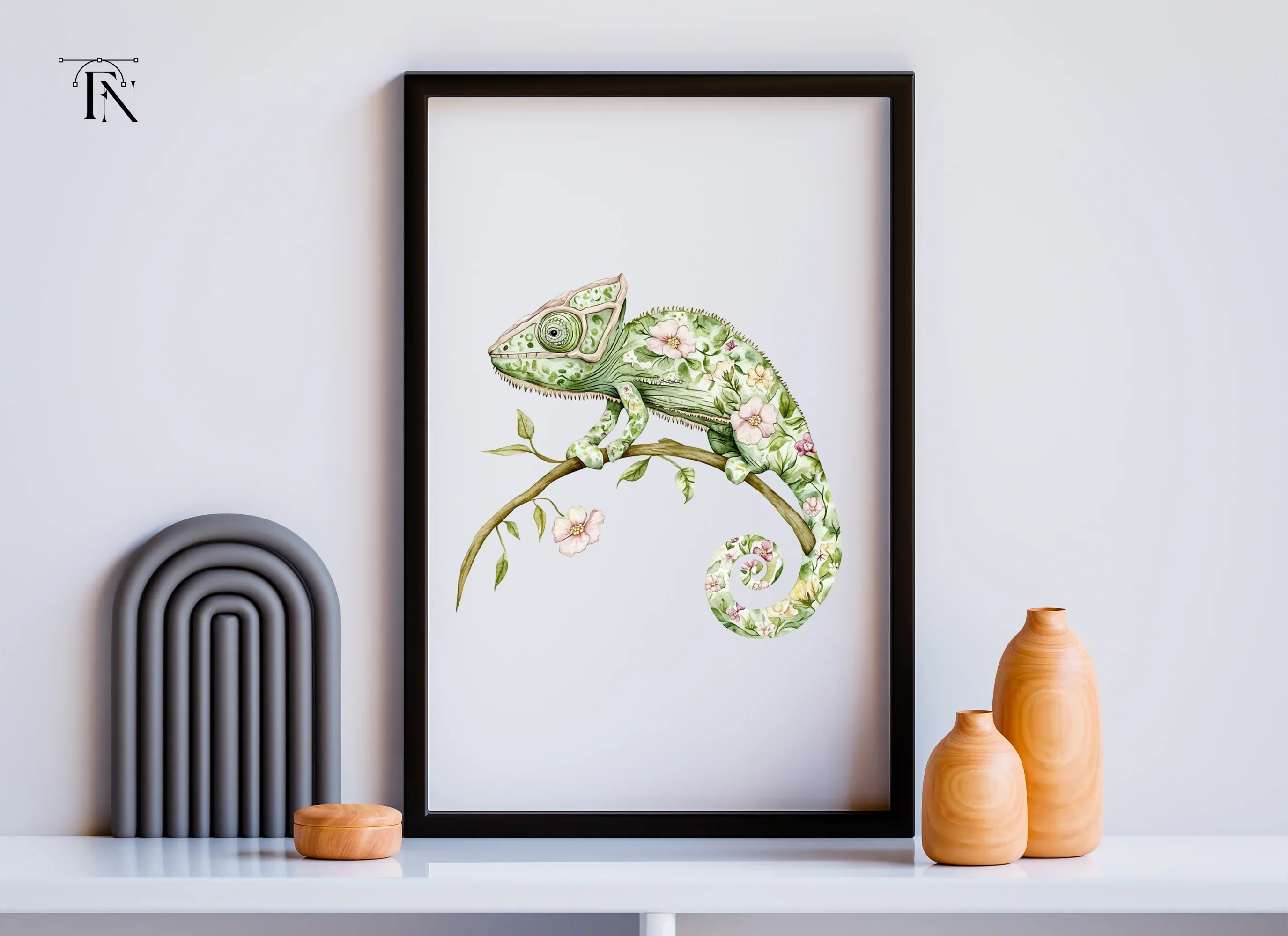 Floral Chameleon Clipart Bundle - Image 6