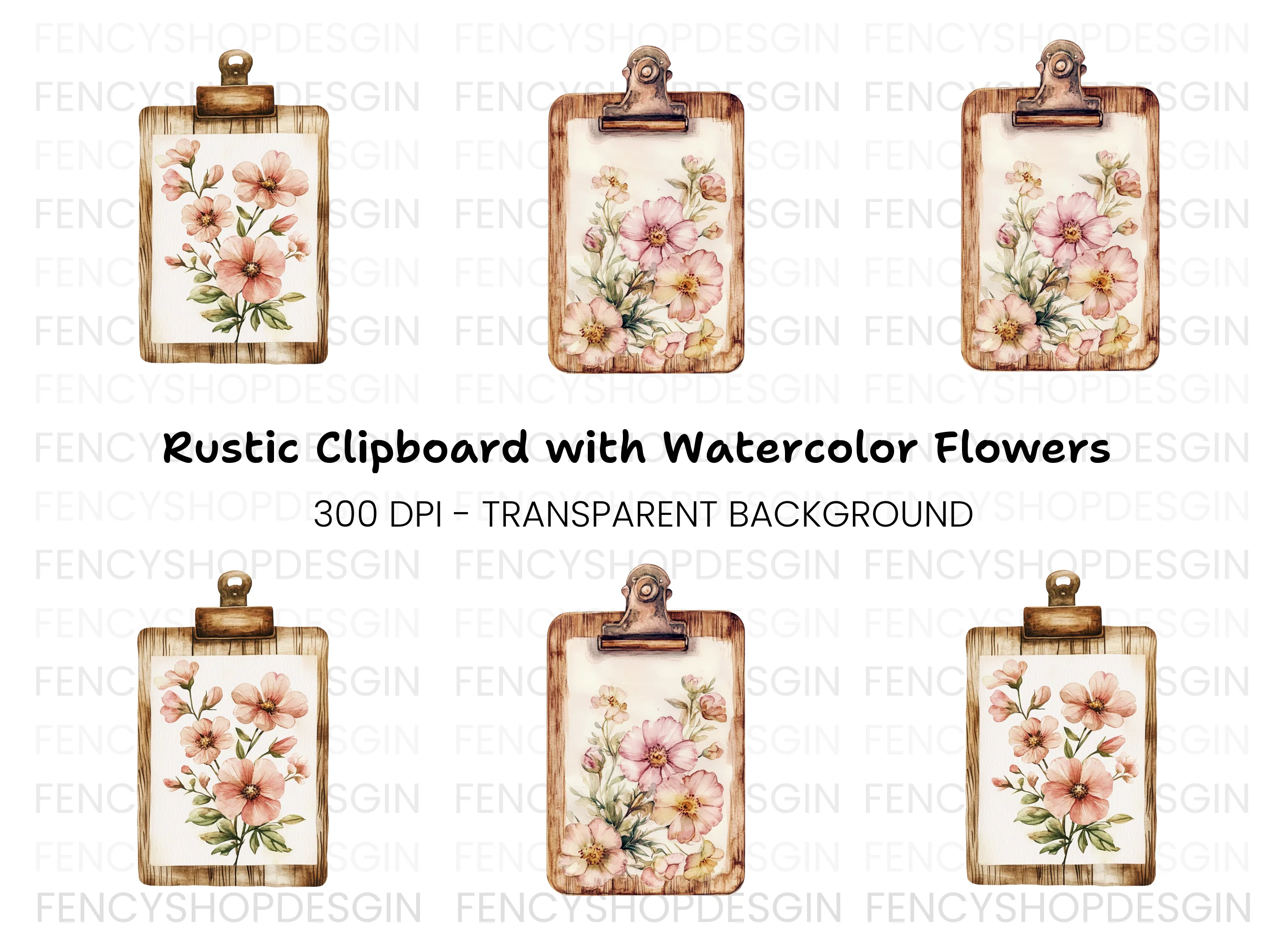 Floral Clipboard Clipart Bundle