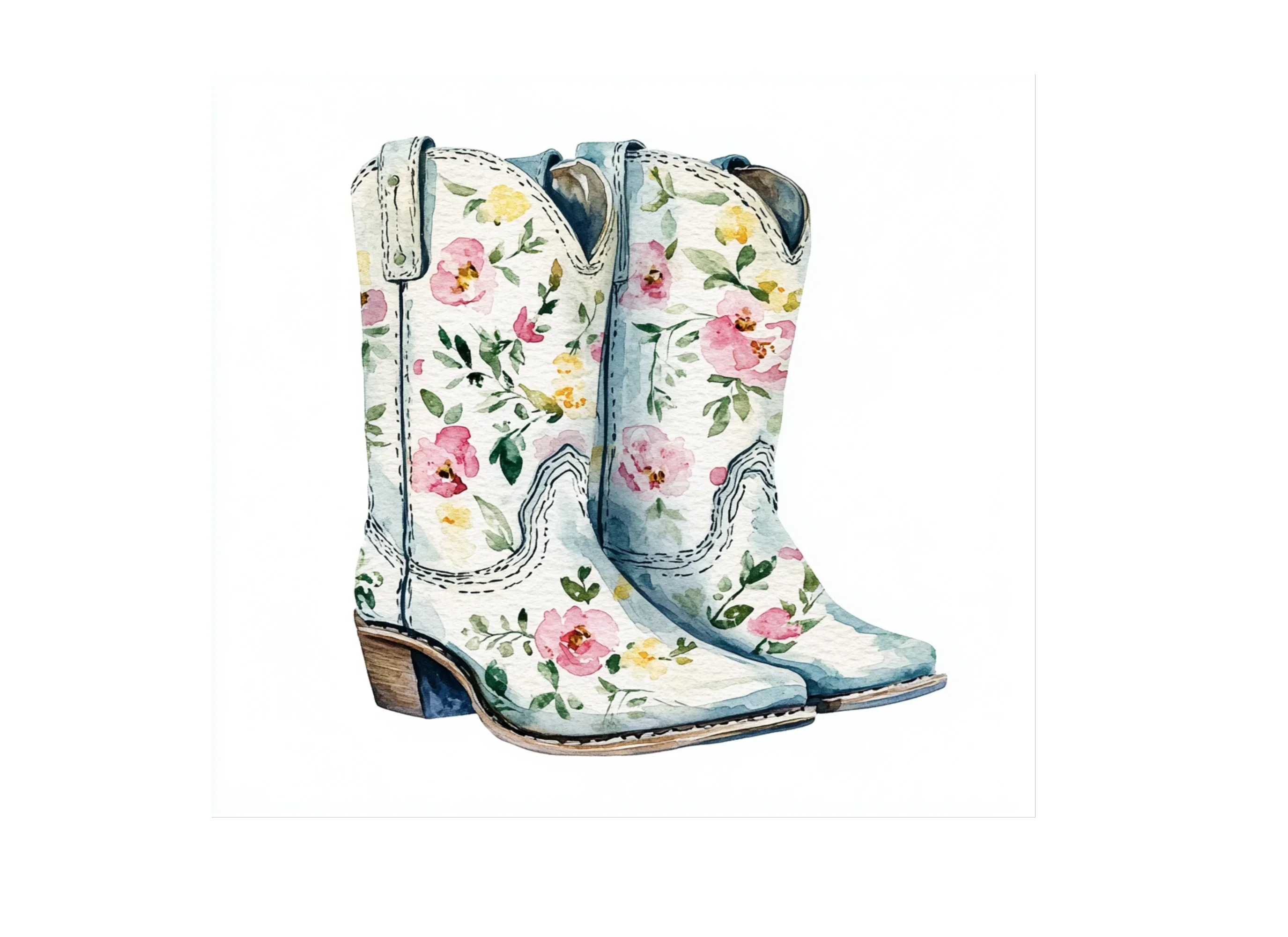 Floral Cowboy Boots Clipart Bundle - Image 2