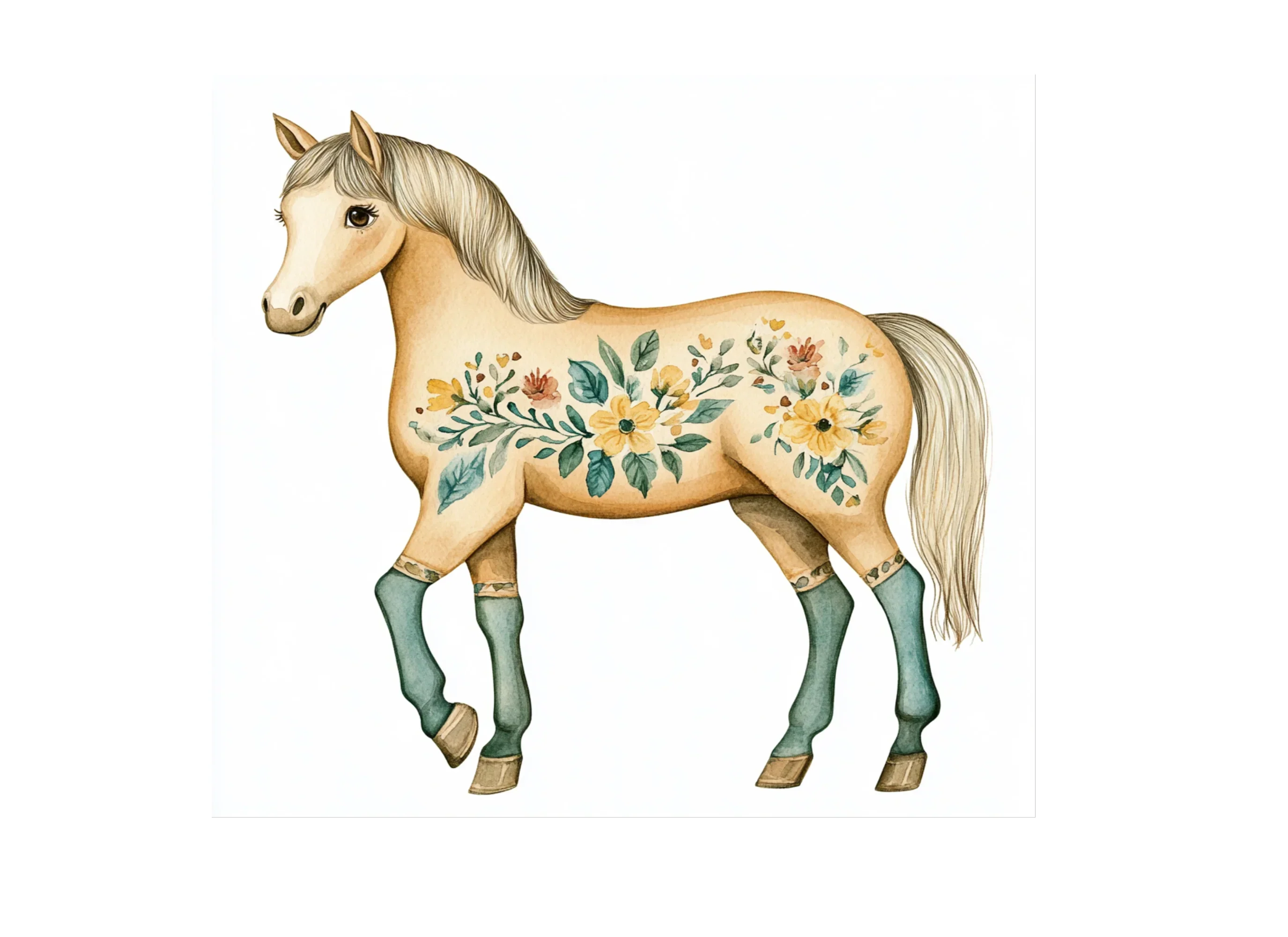 Floral Decorated Horse Clipart Bundle - Image 3