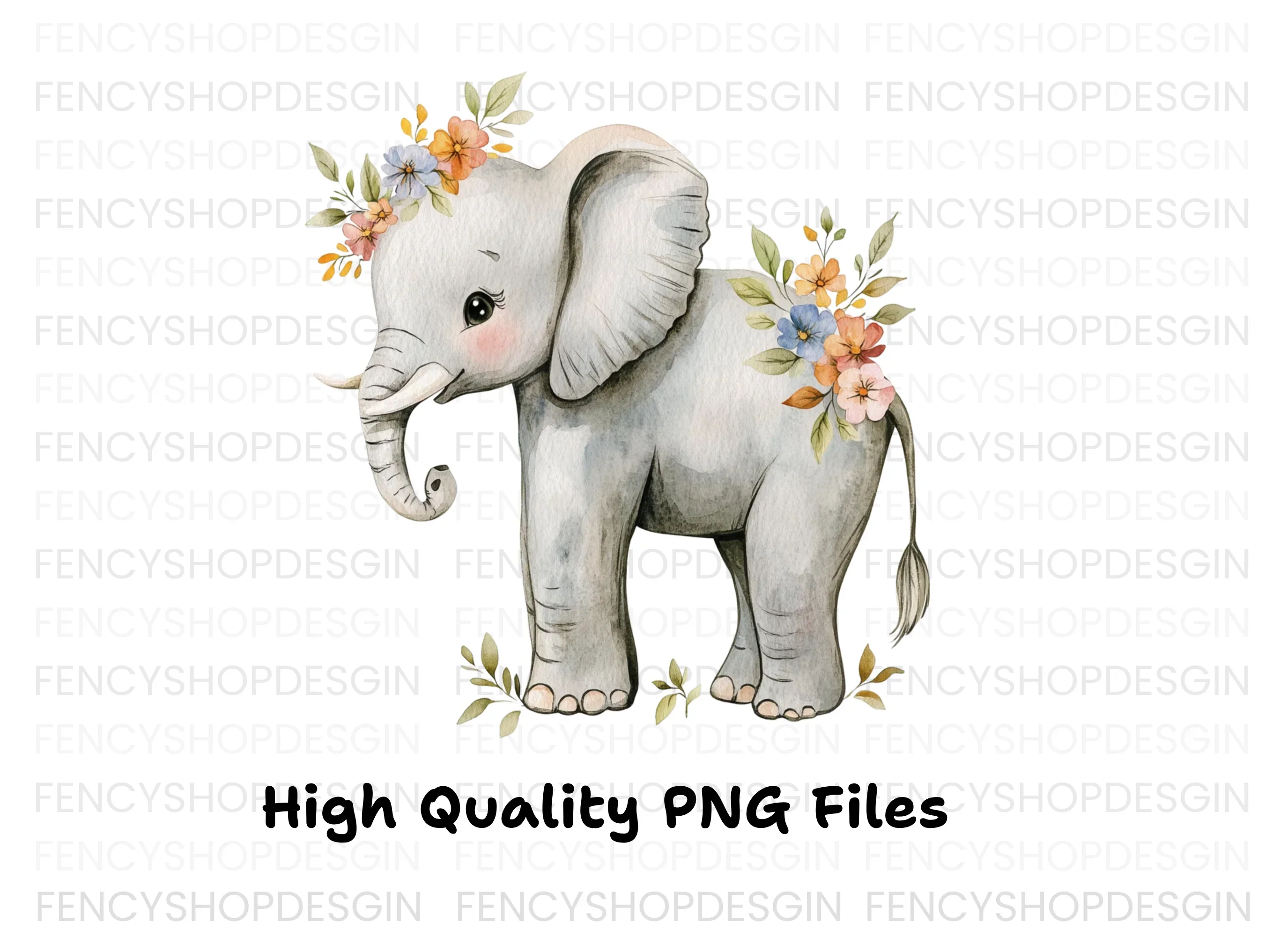 Floral Elephant Clipart Bundle - Image 3