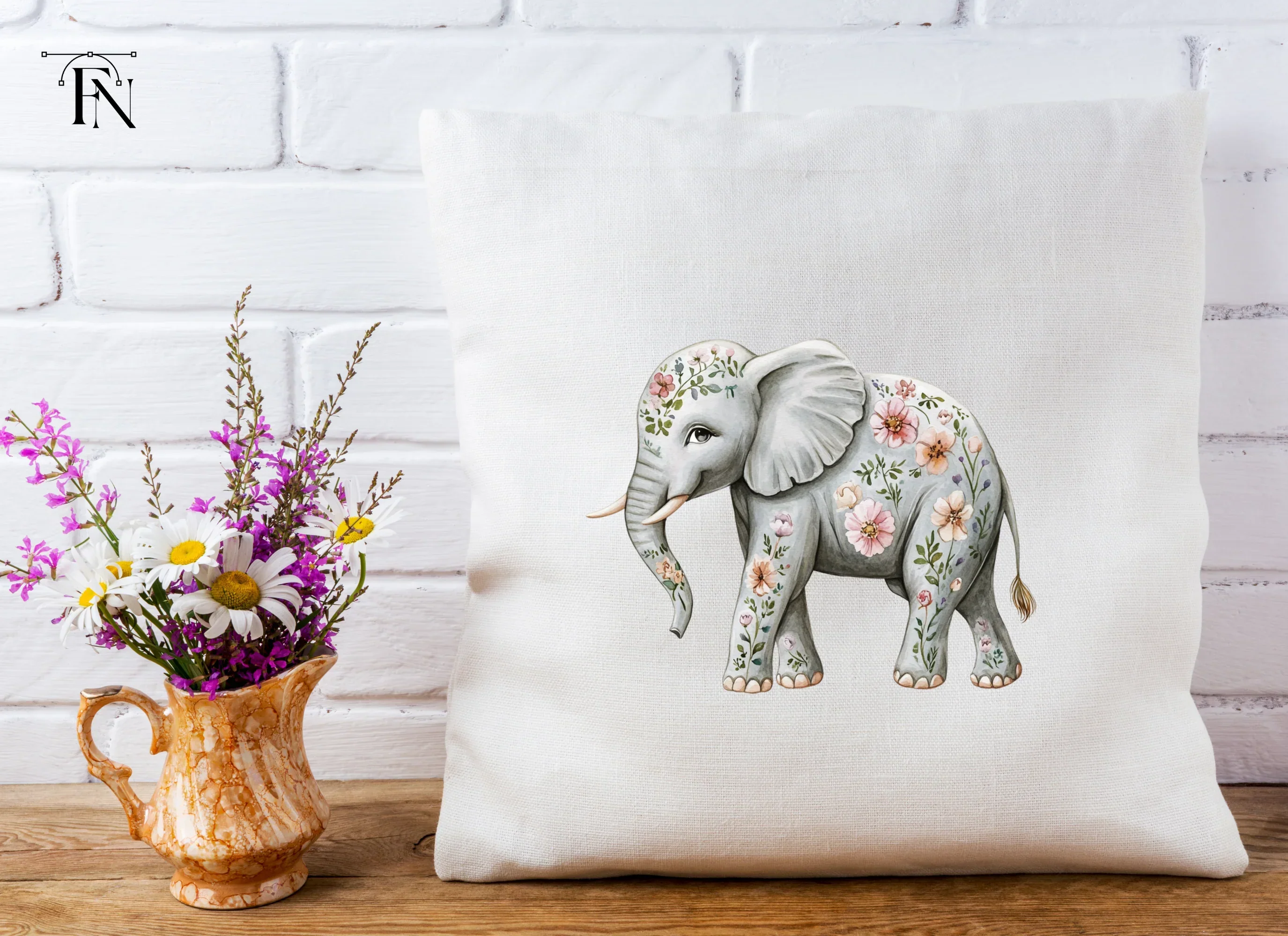 Floral Elephant Clipart Bundle - Image 4