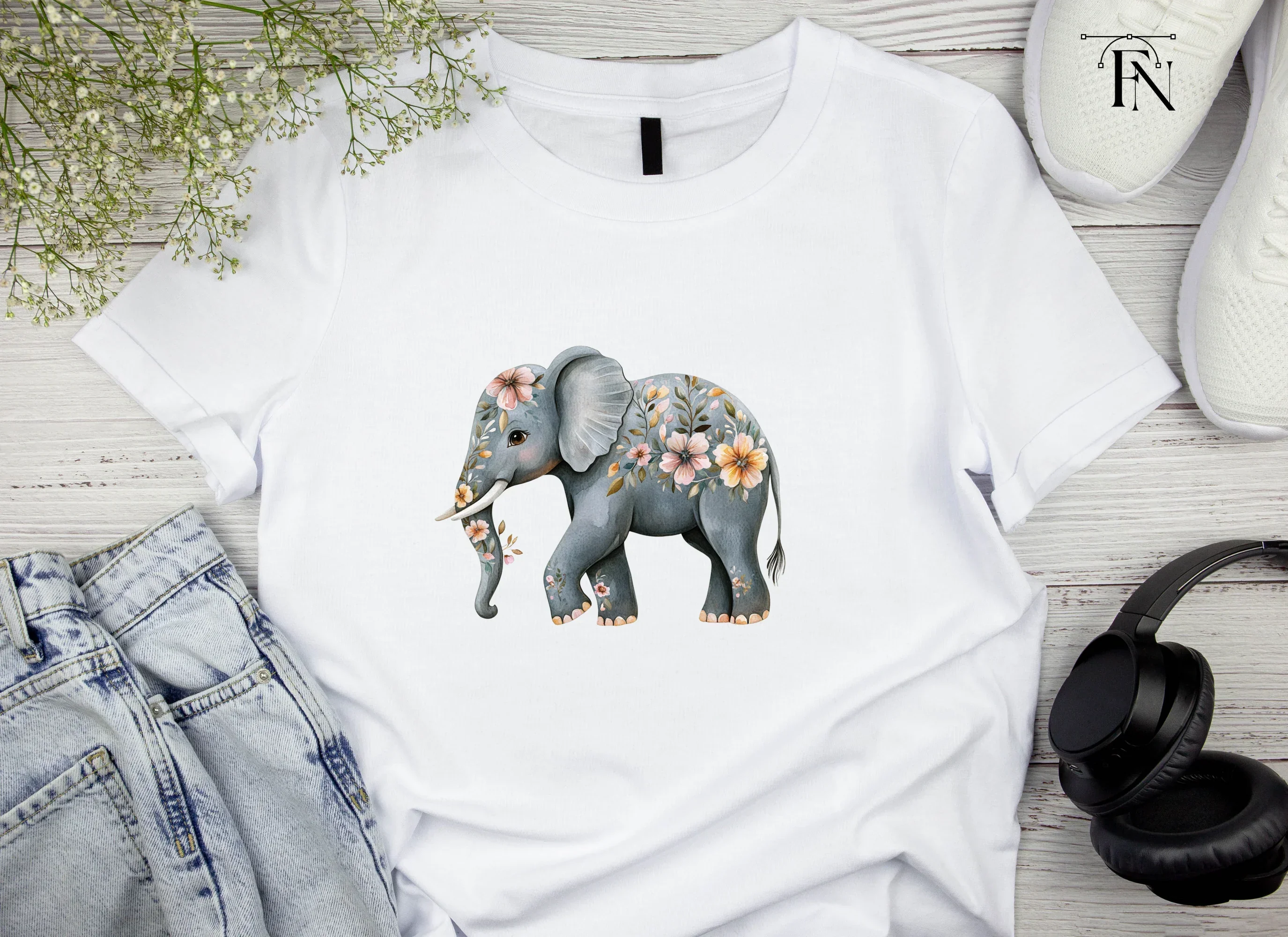Floral Elephant Clipart Bundle - Image 5