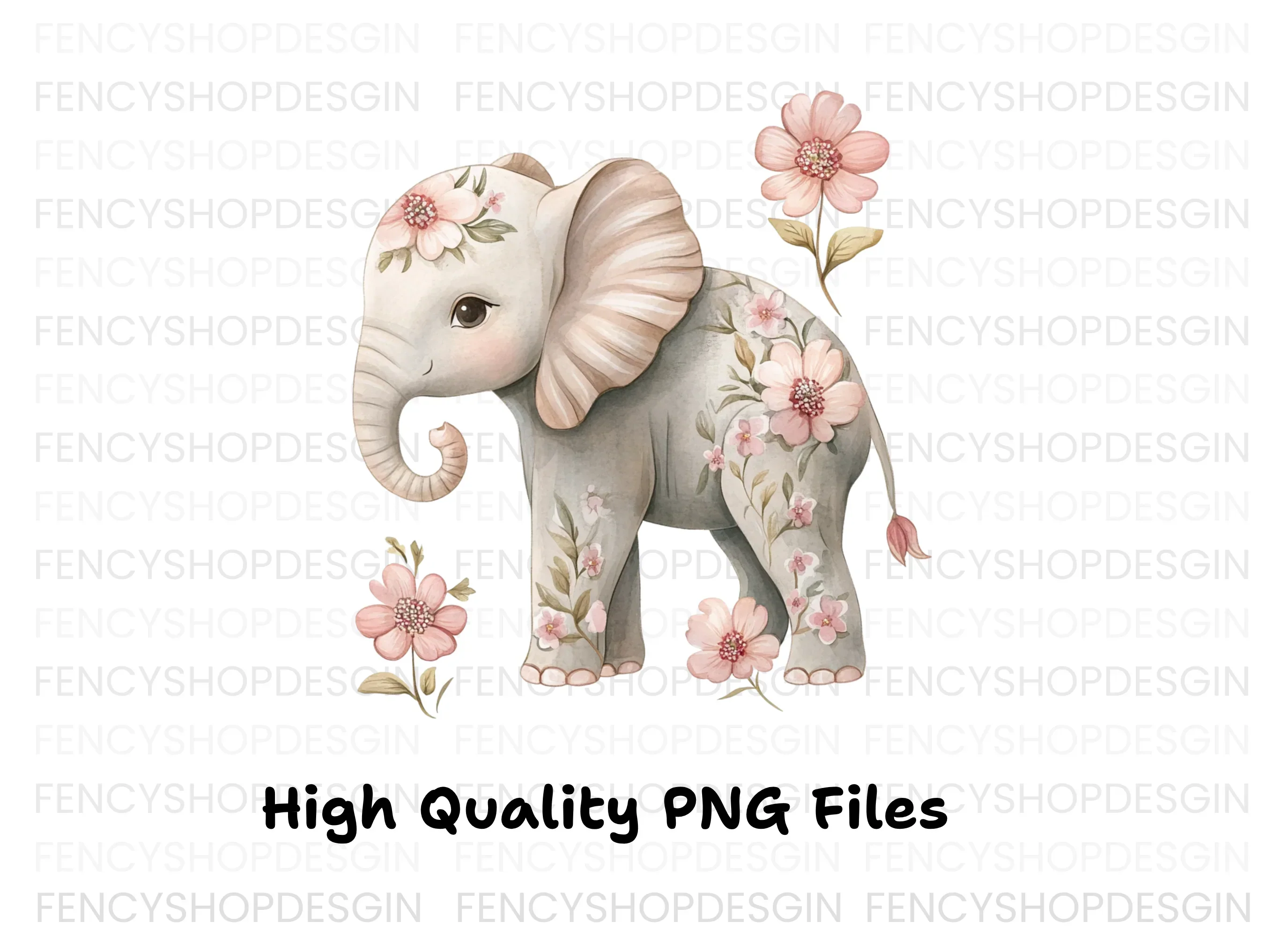 Floral Elephant Clipart Bundle - Image 3
