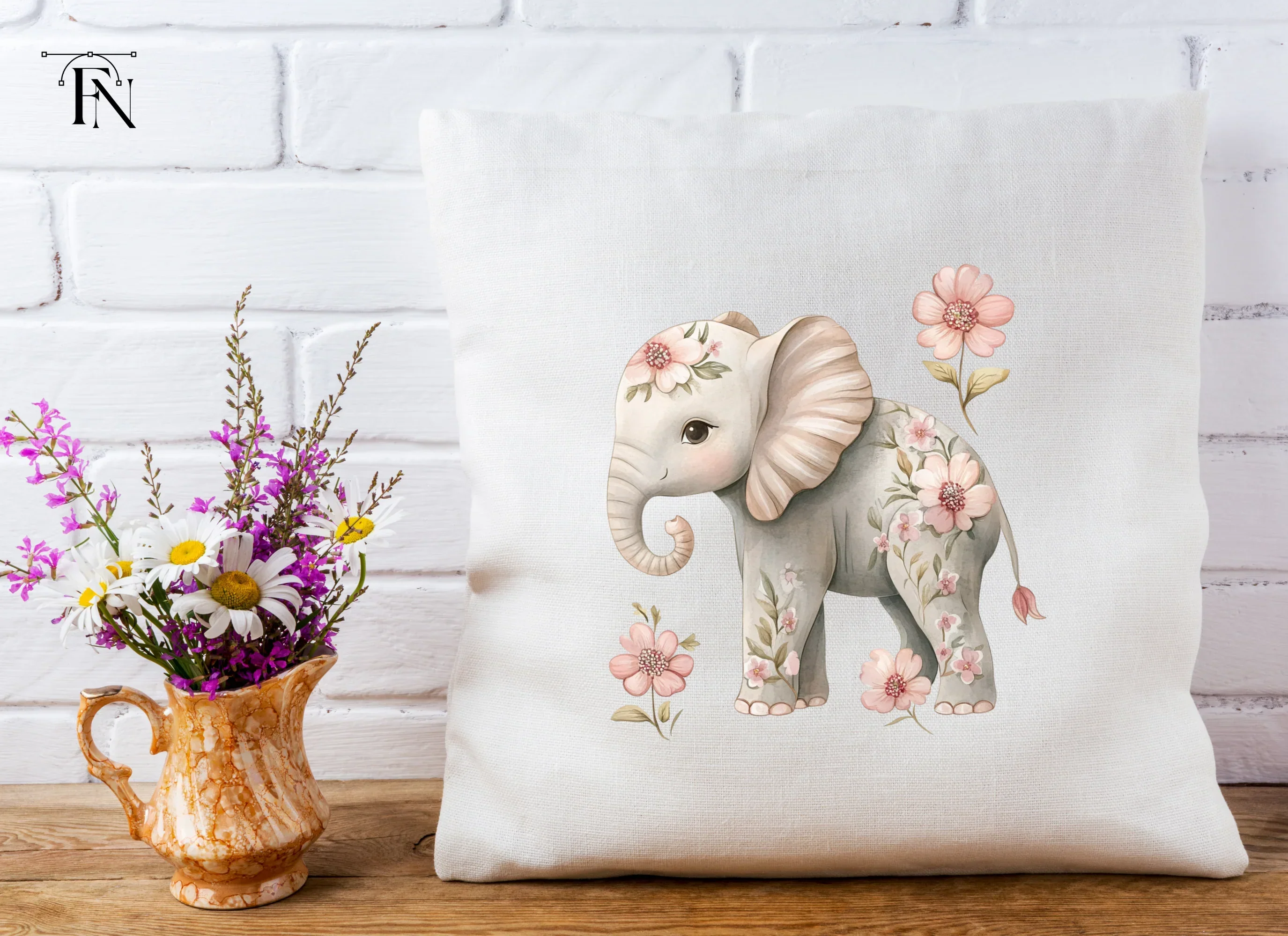 Floral Elephant Clipart Bundle - Image 5