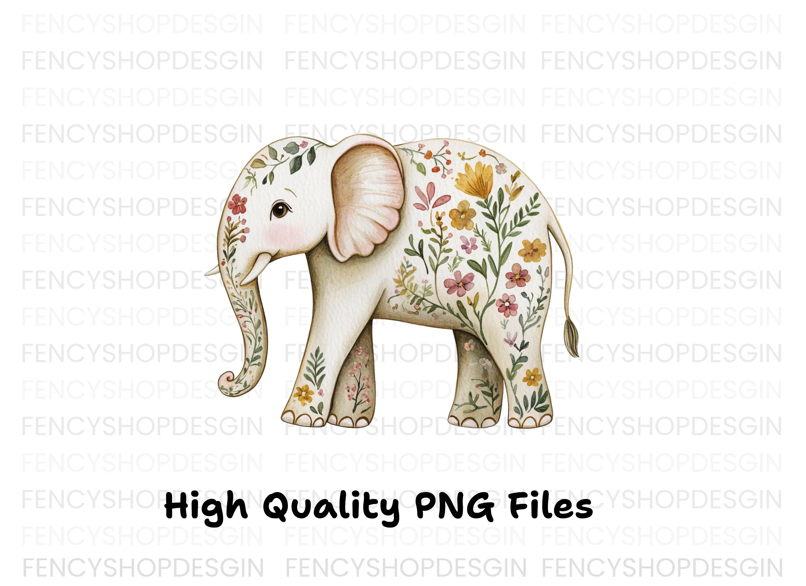 Floral Elephant Clipart Bundle - Image 2