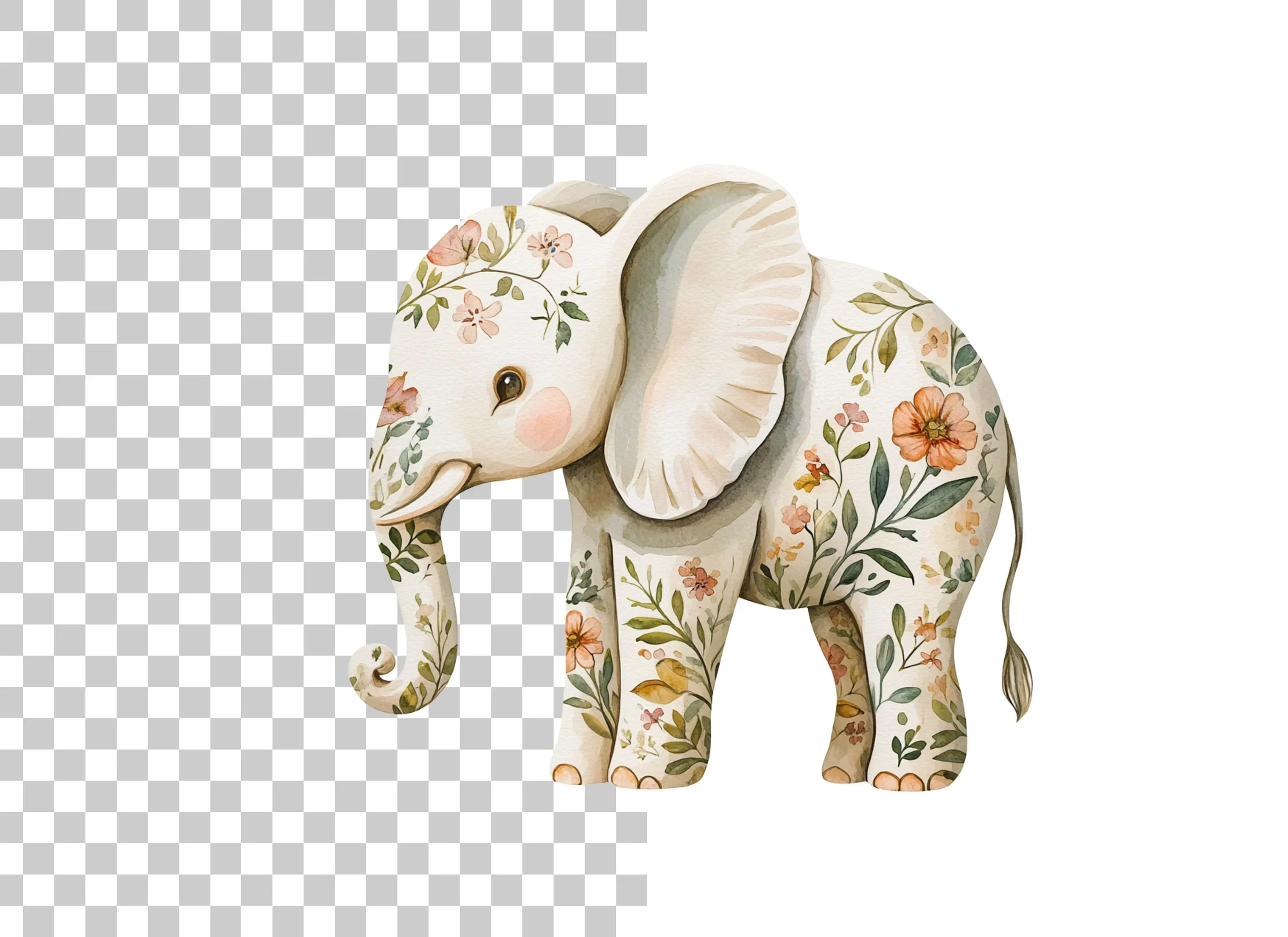 Floral Elephant Clipart Bundle - Image 3